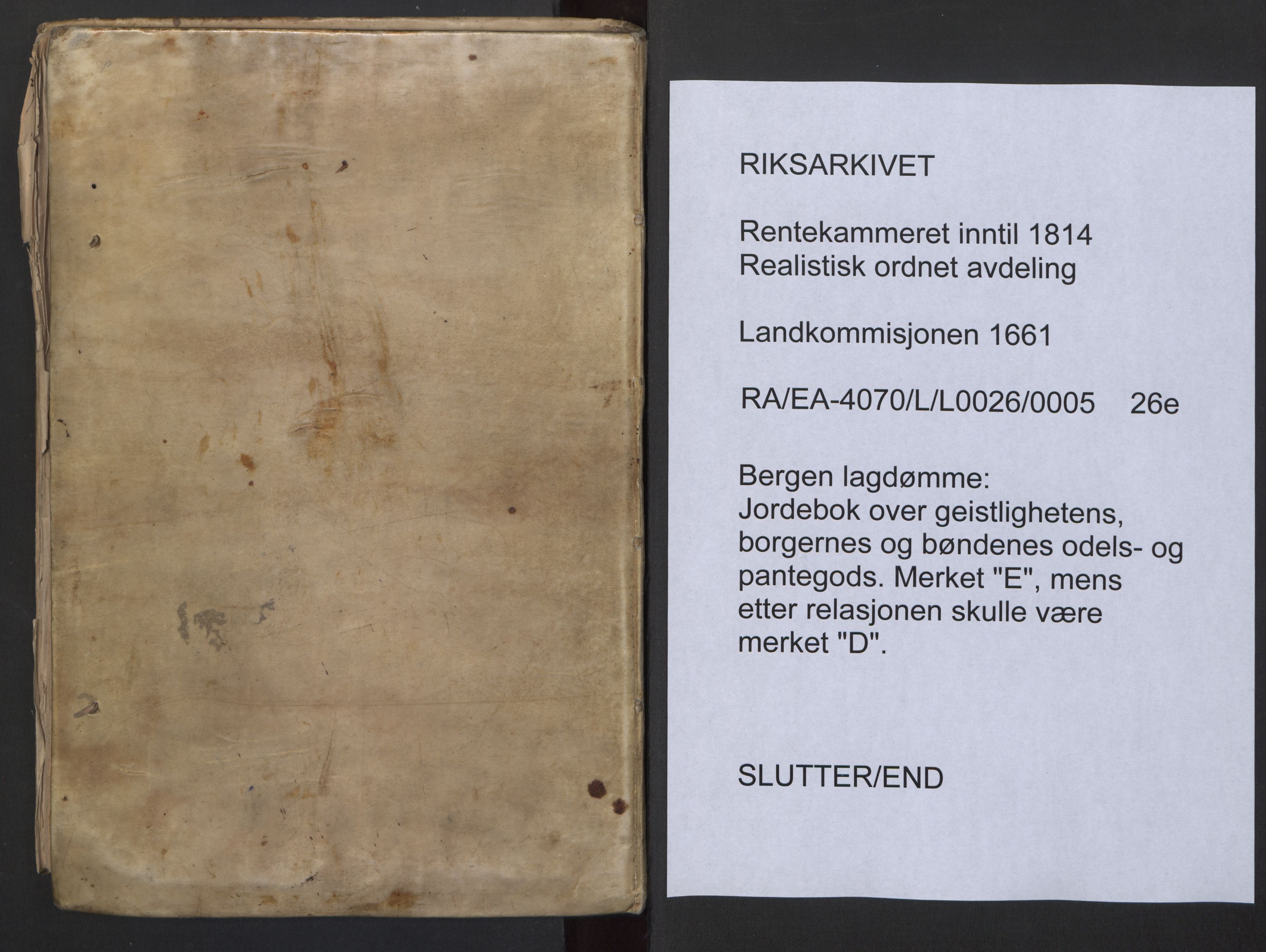 Rentekammeret inntil 1814, Realistisk ordnet avdeling, AV/RA-EA-4070/L/L0026/0005: Bergen lagdømme: / Jordebok over geistlighetens, borgernes og bøndenes odels- og pantegods., 1661