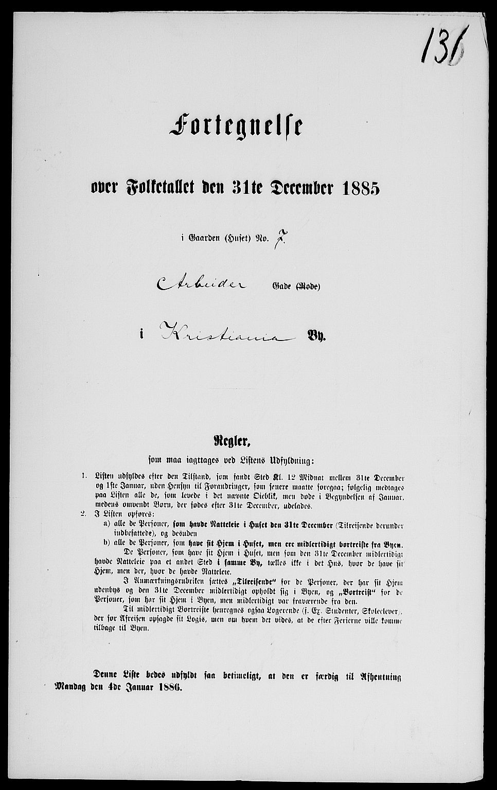 RA, Folketelling 1885 for 0301 Kristiania kjøpstad, 1885, s. 1905