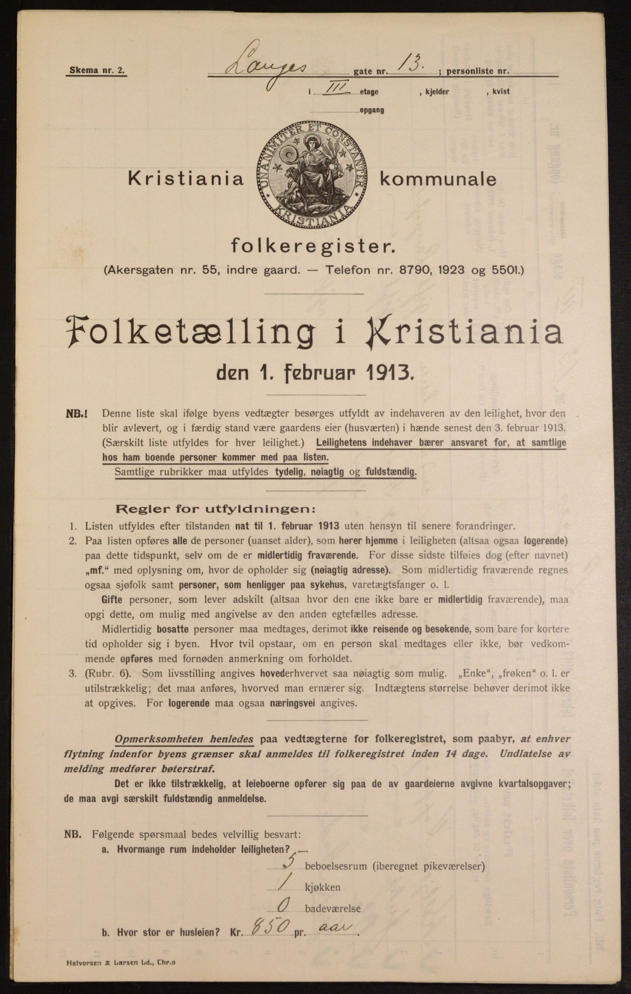 OBA, Kommunal folketelling 1.2.1913 for Kristiania, 1913, s. 56149