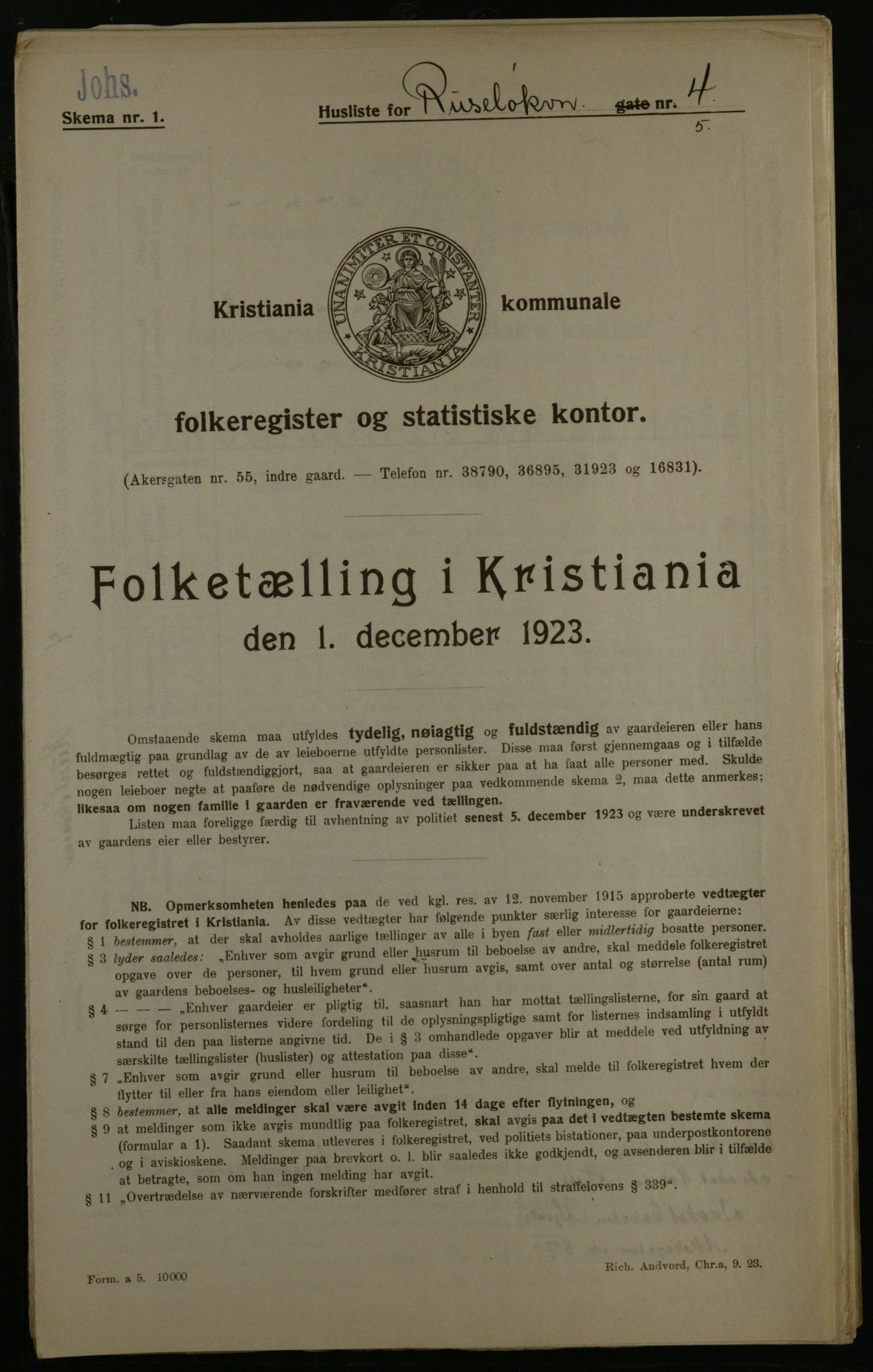 OBA, Kommunal folketelling 1.12.1923 for Kristiania, 1923, s. 93492
