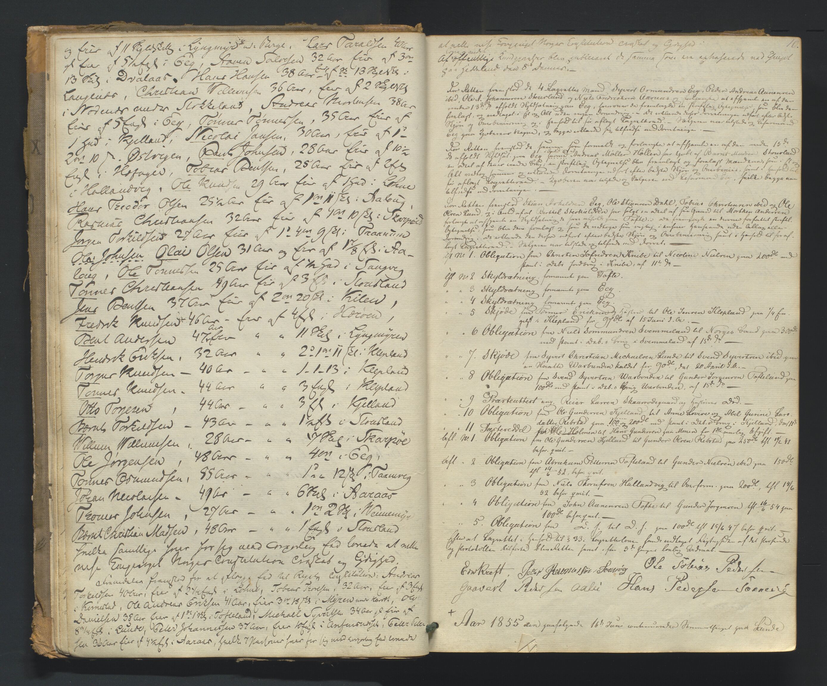 Torridal sorenskriveri, AV/SAK-1221-0012/F/Fa/L0001: Tingbok nr. 1, 1855-1864, s. 9b-10a
