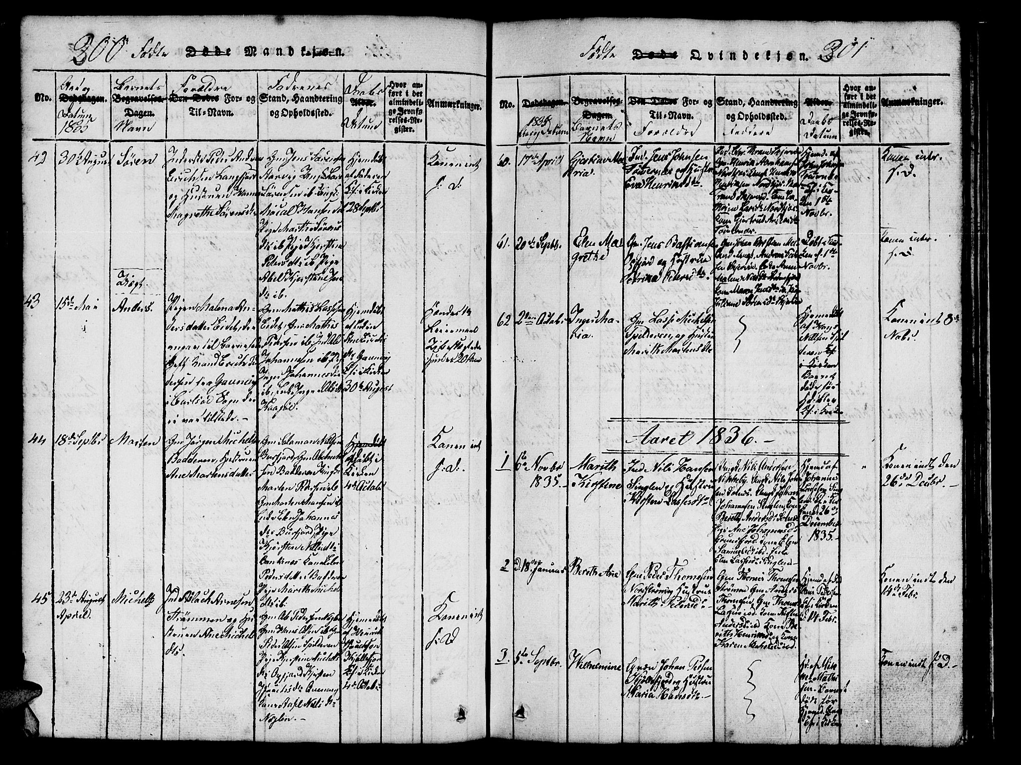 Skjervøy sokneprestkontor, AV/SATØ-S-1300/H/Ha/Hab/L0001klokker: Klokkerbok nr. 1, 1825-1838, s. 300-301