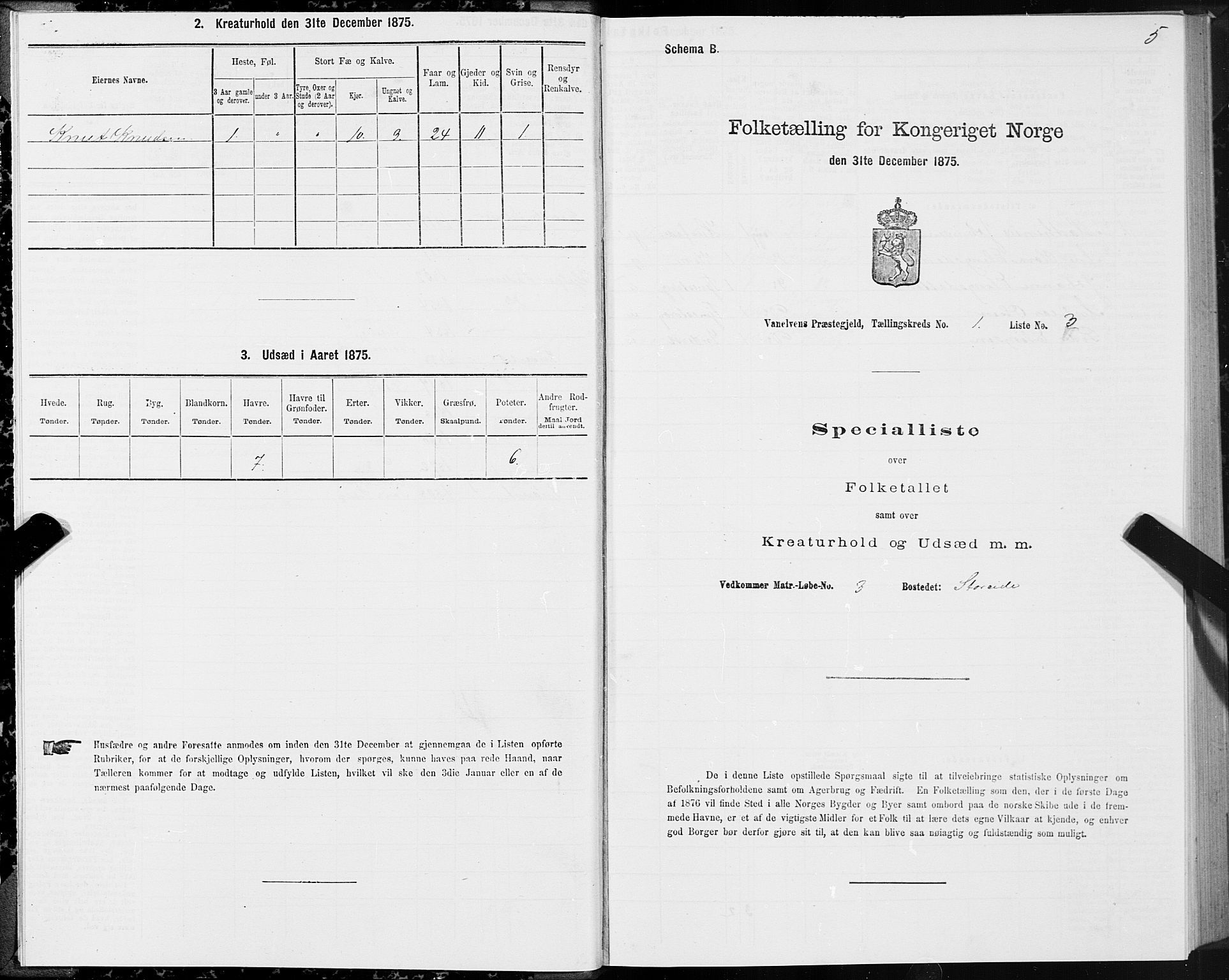 SAT, Folketelling 1875 for 1511P Vanylven prestegjeld, 1875, s. 1005