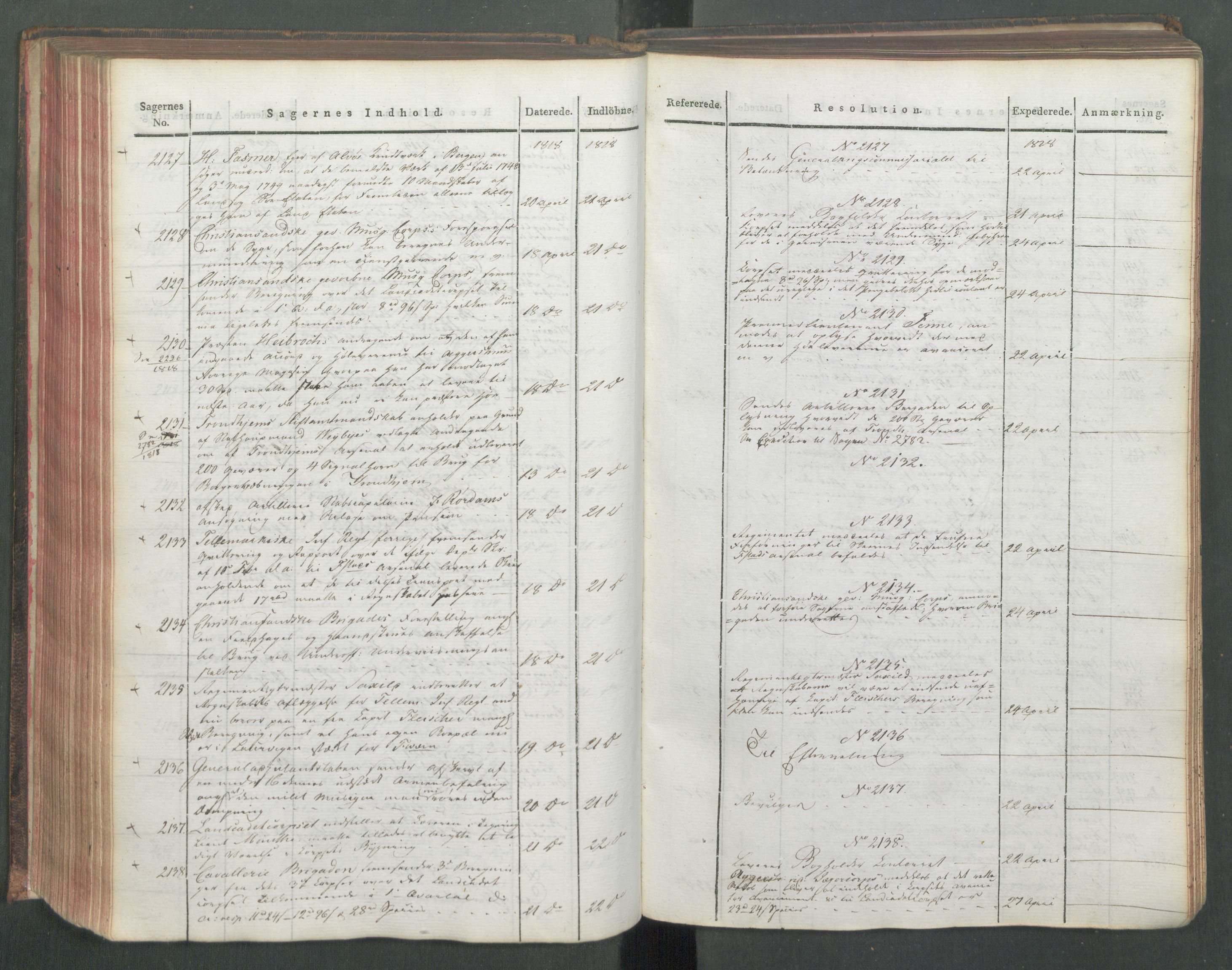 Armédepartementet, AV/RA-RAFA-3493/C/Ca/L0015: 6. Departements Journal, 1818