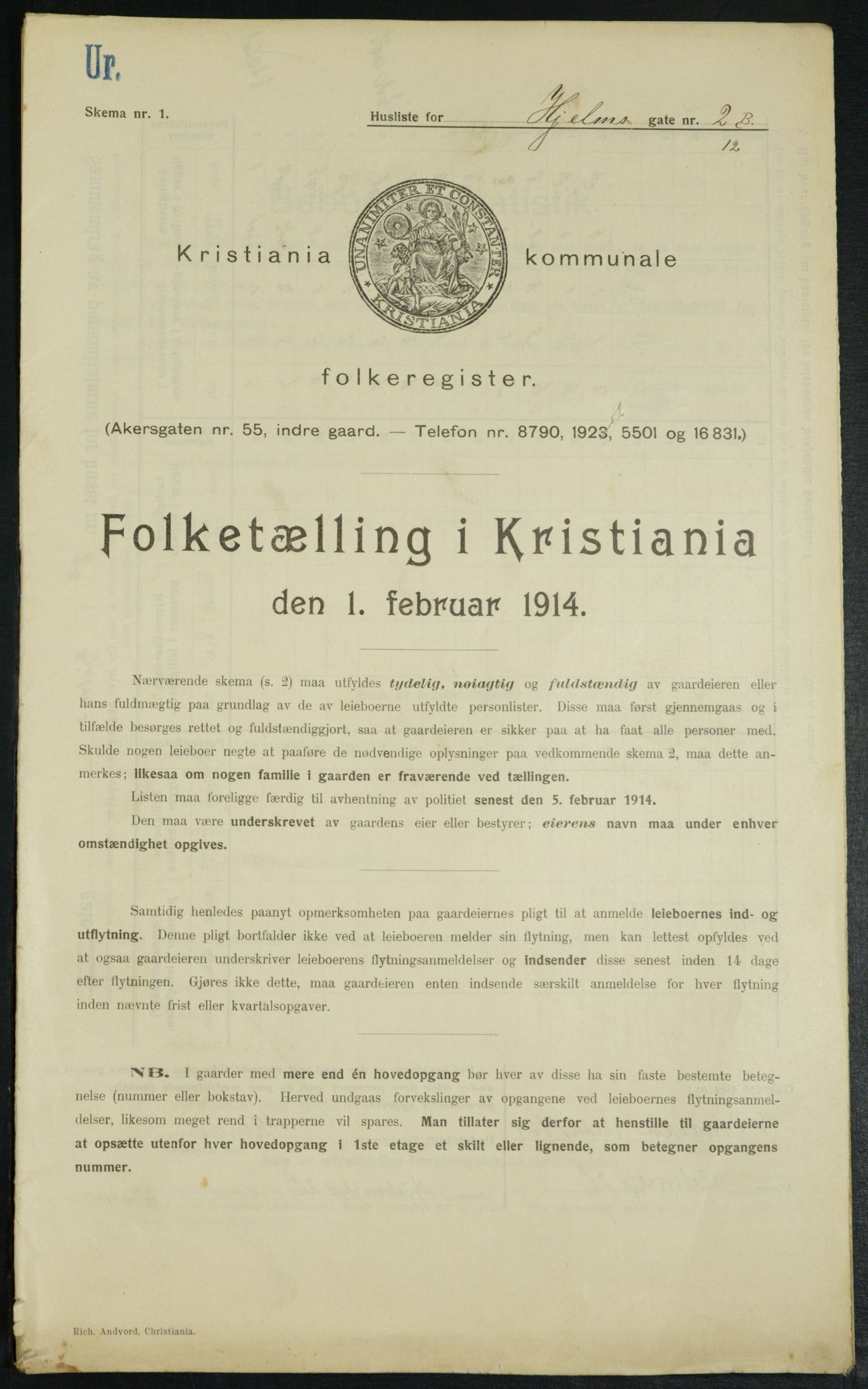 OBA, Kommunal folketelling 1.2.1914 for Kristiania, 1914, s. 40194