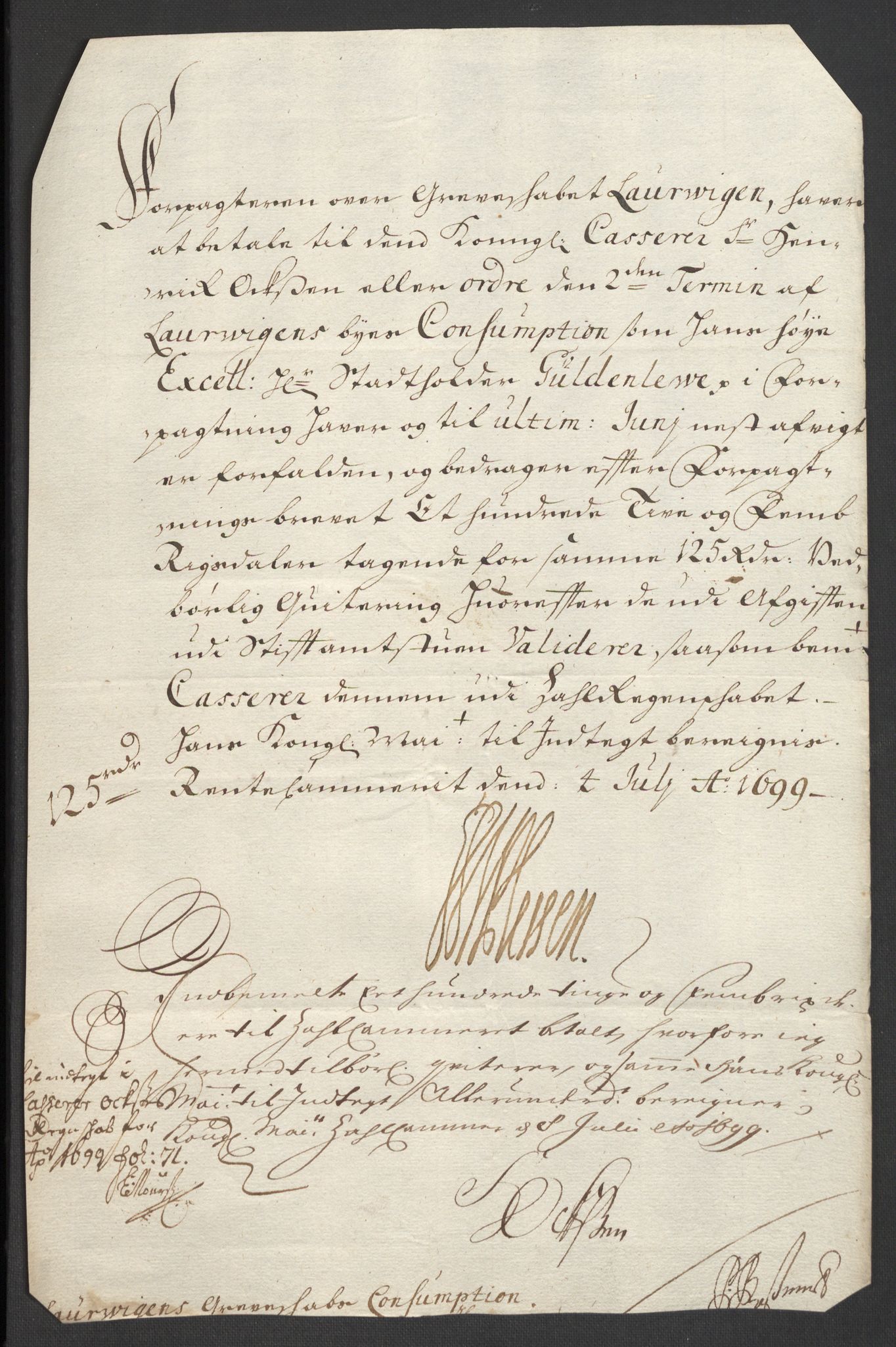 Rentekammeret inntil 1814, Reviderte regnskaper, Fogderegnskap, AV/RA-EA-4092/R33/L1976: Fogderegnskap Larvik grevskap, 1698-1701, s. 168