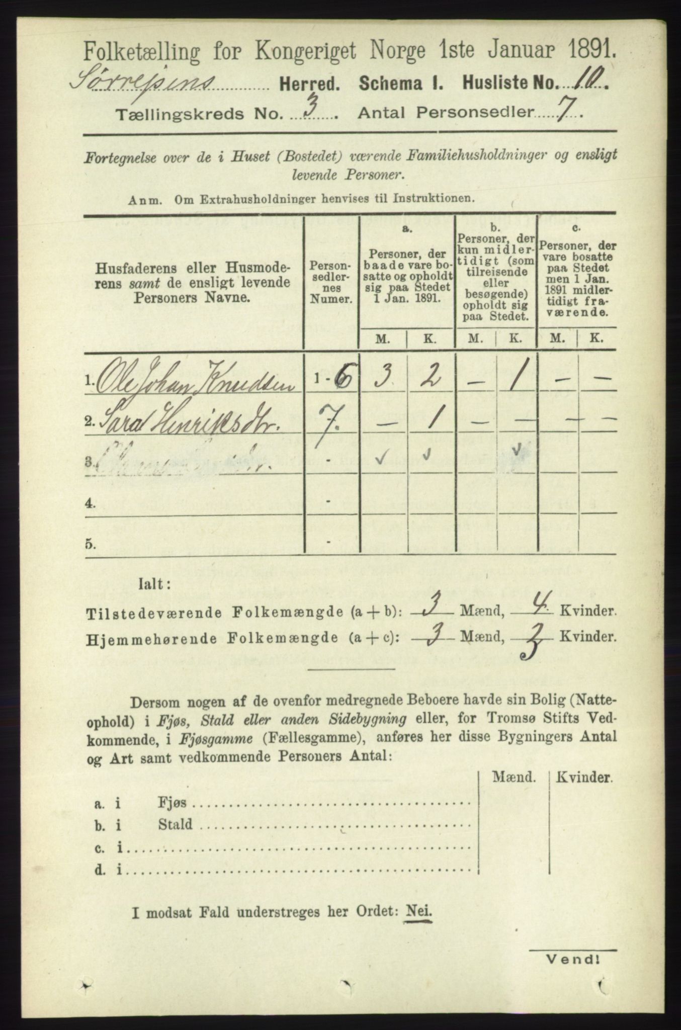 RA, Folketelling 1891 for 1925 Sørreisa herred, 1891, s. 653