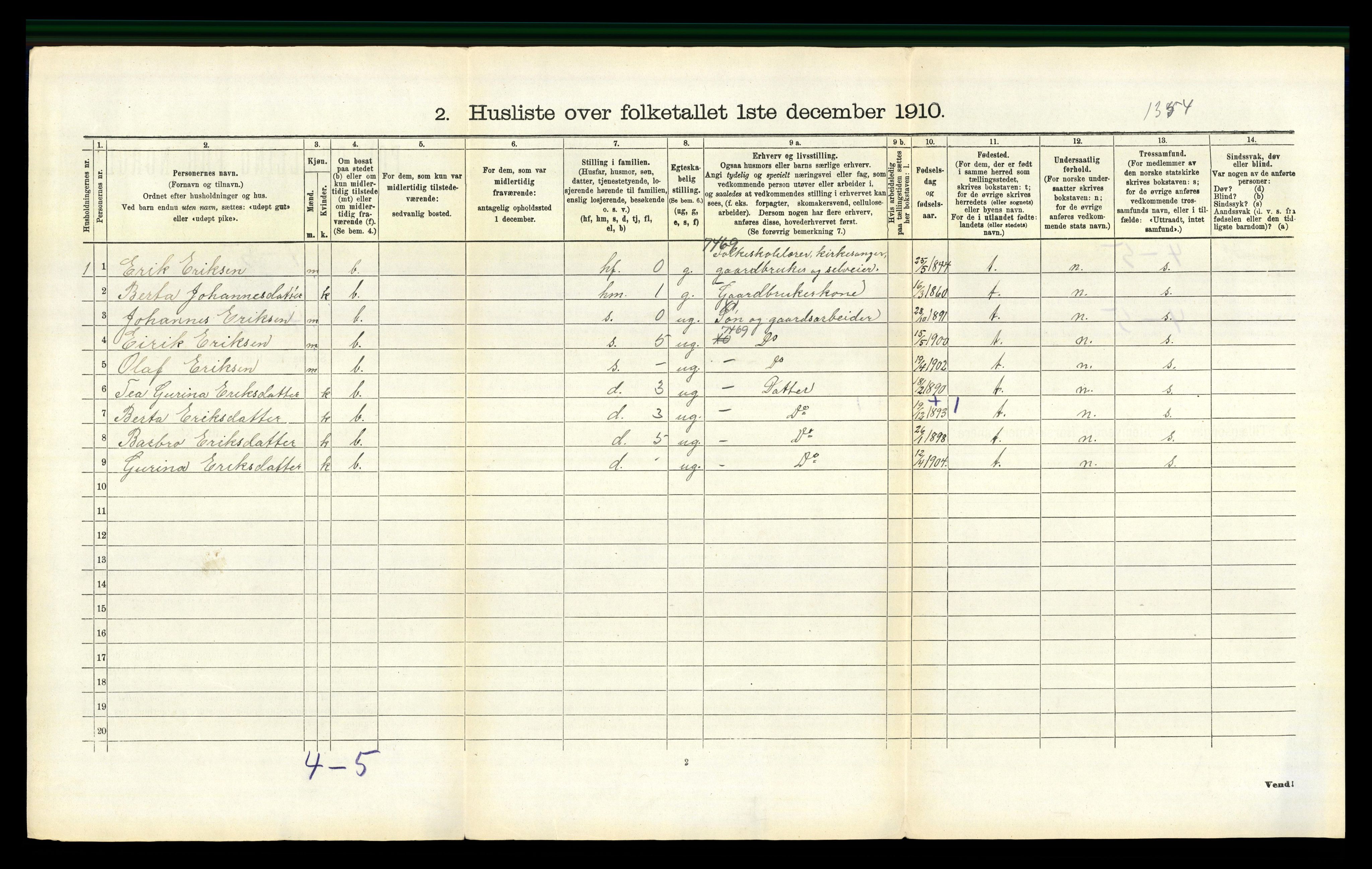 RA, Folketelling 1910 for 1155 Vats herred, 1910, s. 147