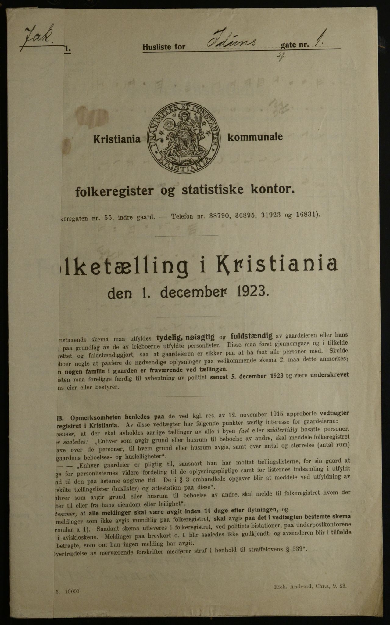 OBA, Kommunal folketelling 1.12.1923 for Kristiania, 1923, s. 48026