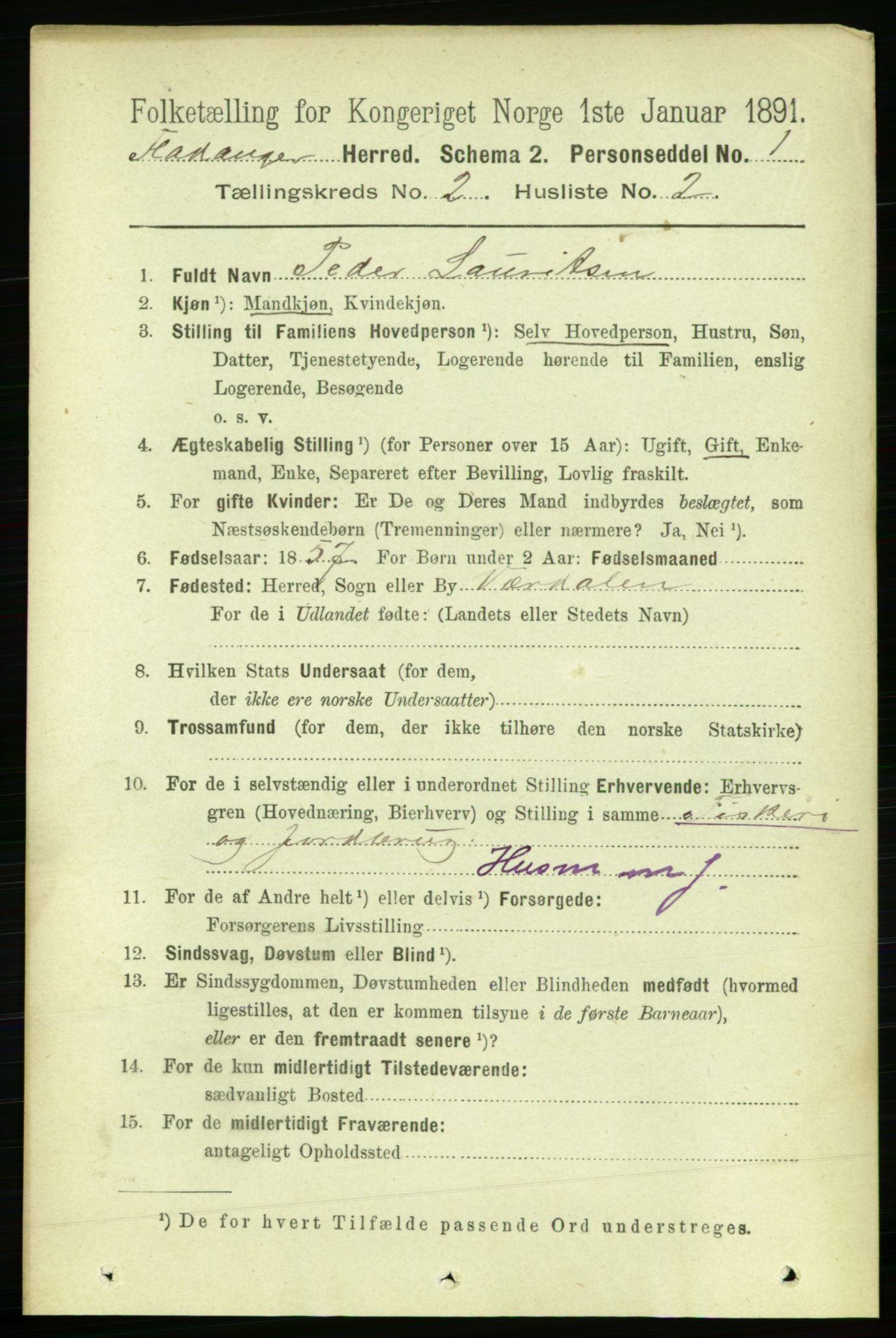 RA, Folketelling 1891 for 1749 Flatanger herred, 1891, s. 718