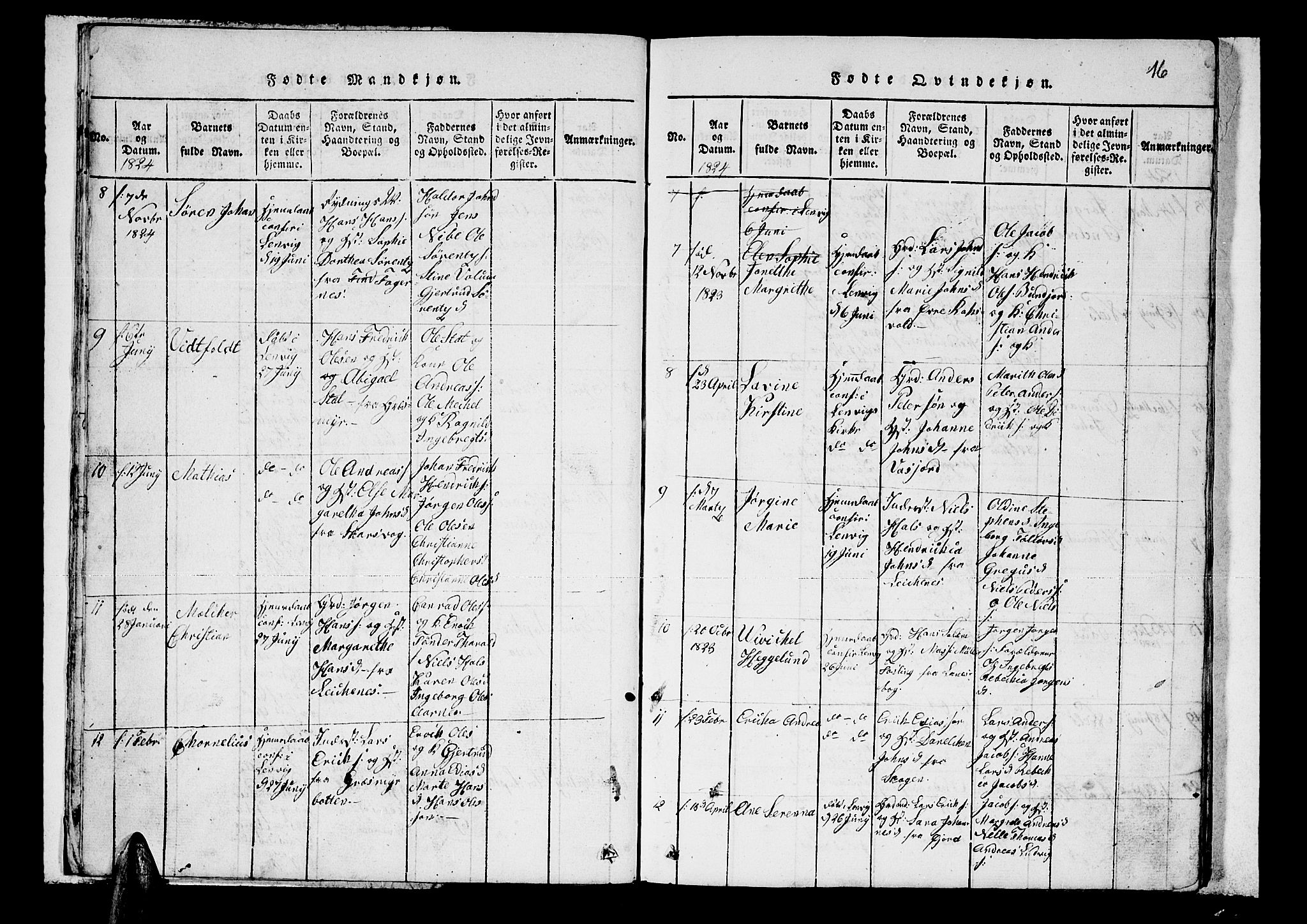 Lenvik sokneprestembete, AV/SATØ-S-1310/H/Ha/Hab/L0001klokker: Klokkerbok nr. 1, 1822-1837, s. 16