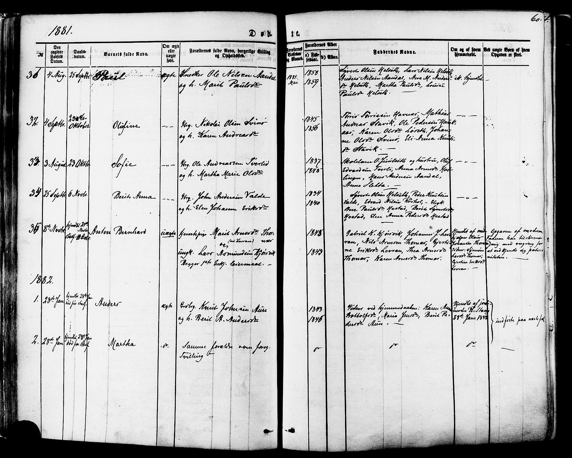 Ministerialprotokoller, klokkerbøker og fødselsregistre - Møre og Romsdal, AV/SAT-A-1454/565/L0749: Ministerialbok nr. 565A03, 1871-1886, s. 60