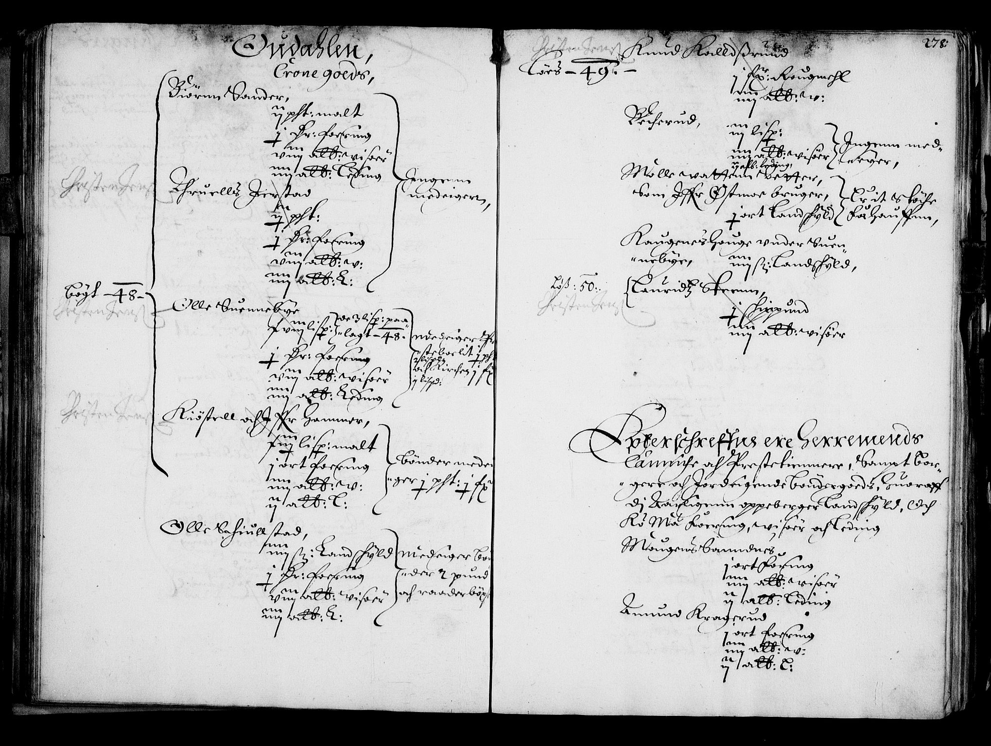 Rentekammeret inntil 1814, Realistisk ordnet avdeling, RA/EA-4070/N/Na/L0001: [XI f]: Akershus stifts jordebok, 1652, s. 277b-278a