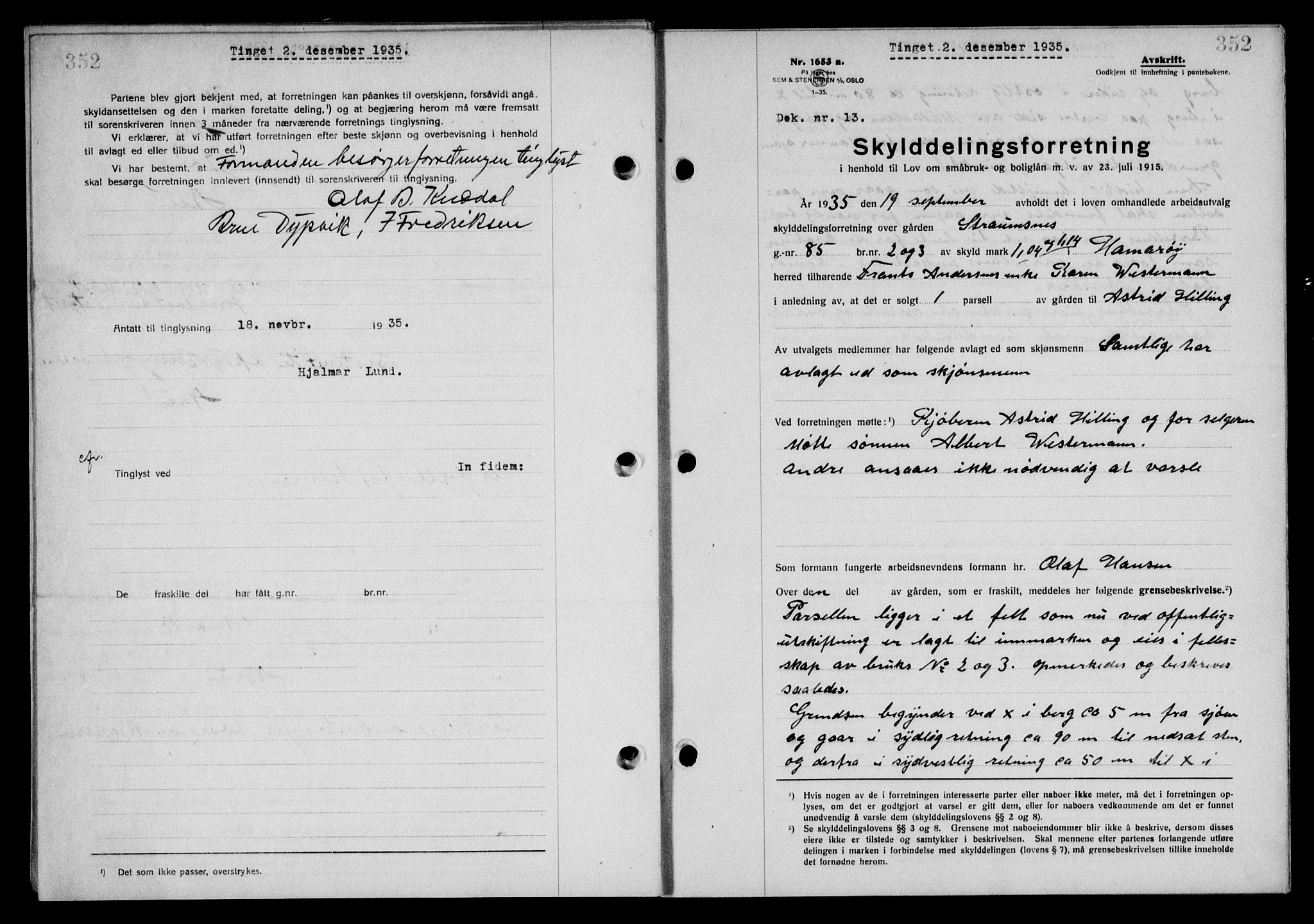 Steigen og Ofoten sorenskriveri, AV/SAT-A-0030/1/2/2C/L0026: Pantebok nr. 30, 1935-1936, Tingl.dato: 02.12.1935