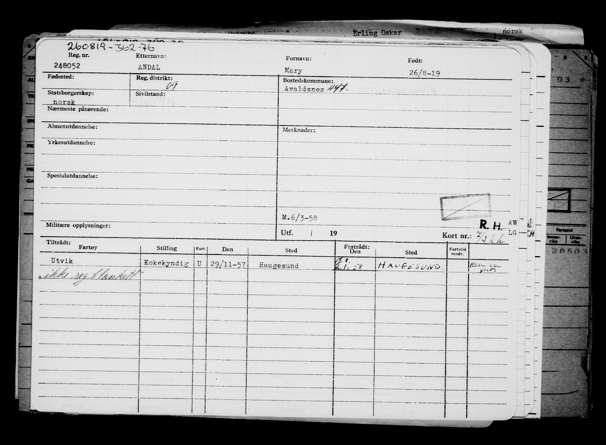 Direktoratet for sjømenn, AV/RA-S-3545/G/Gb/L0171: Hovedkort, 1919, s. 313