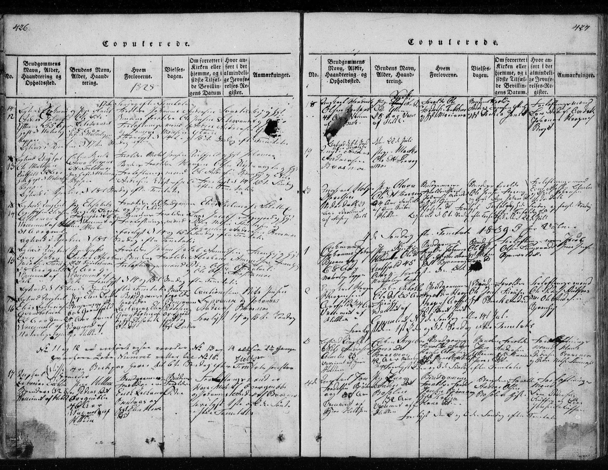 Ministerialprotokoller, klokkerbøker og fødselsregistre - Nordland, AV/SAT-A-1459/827/L0412: Klokkerbok nr. 827C01, 1820-1841, s. 426-427
