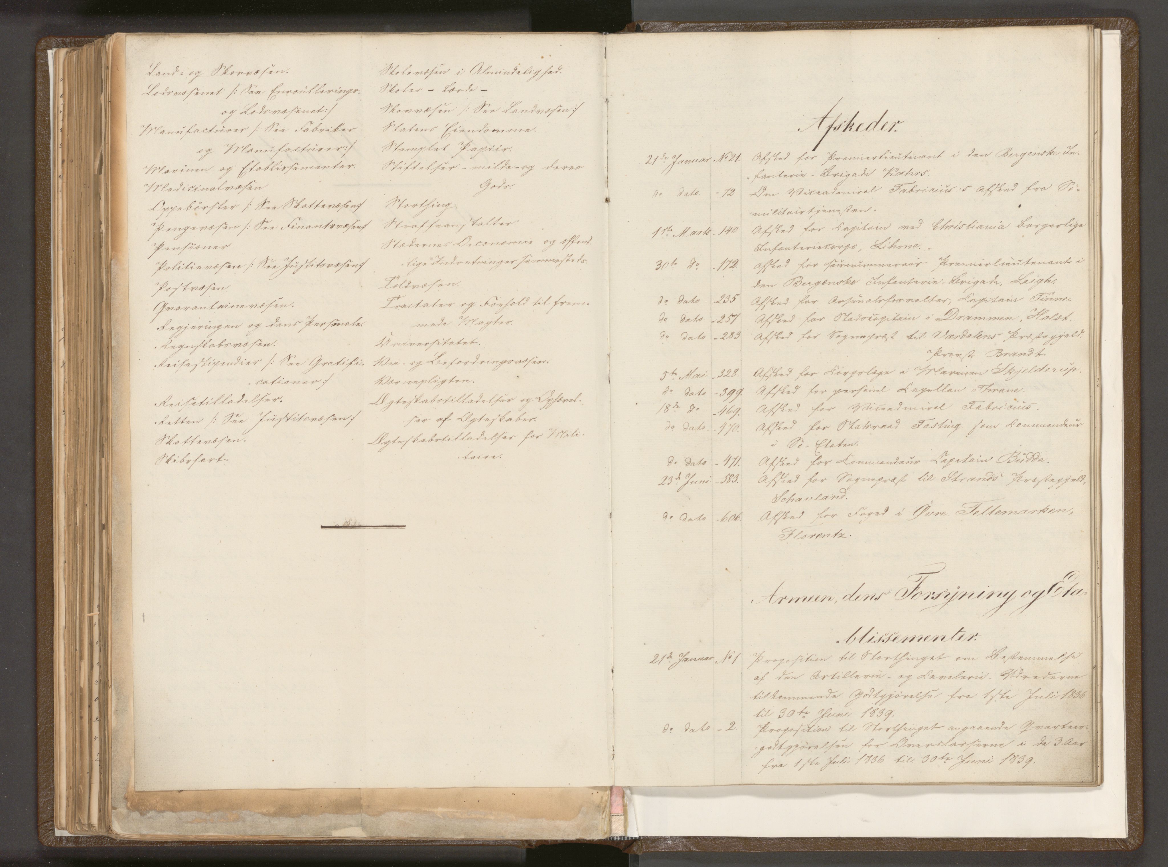 Statsrådssekretariatet, AV/RA-S-1001/A/Ab/L0042: Kgl. res. nr. 1-631, 1. halvår, 1836