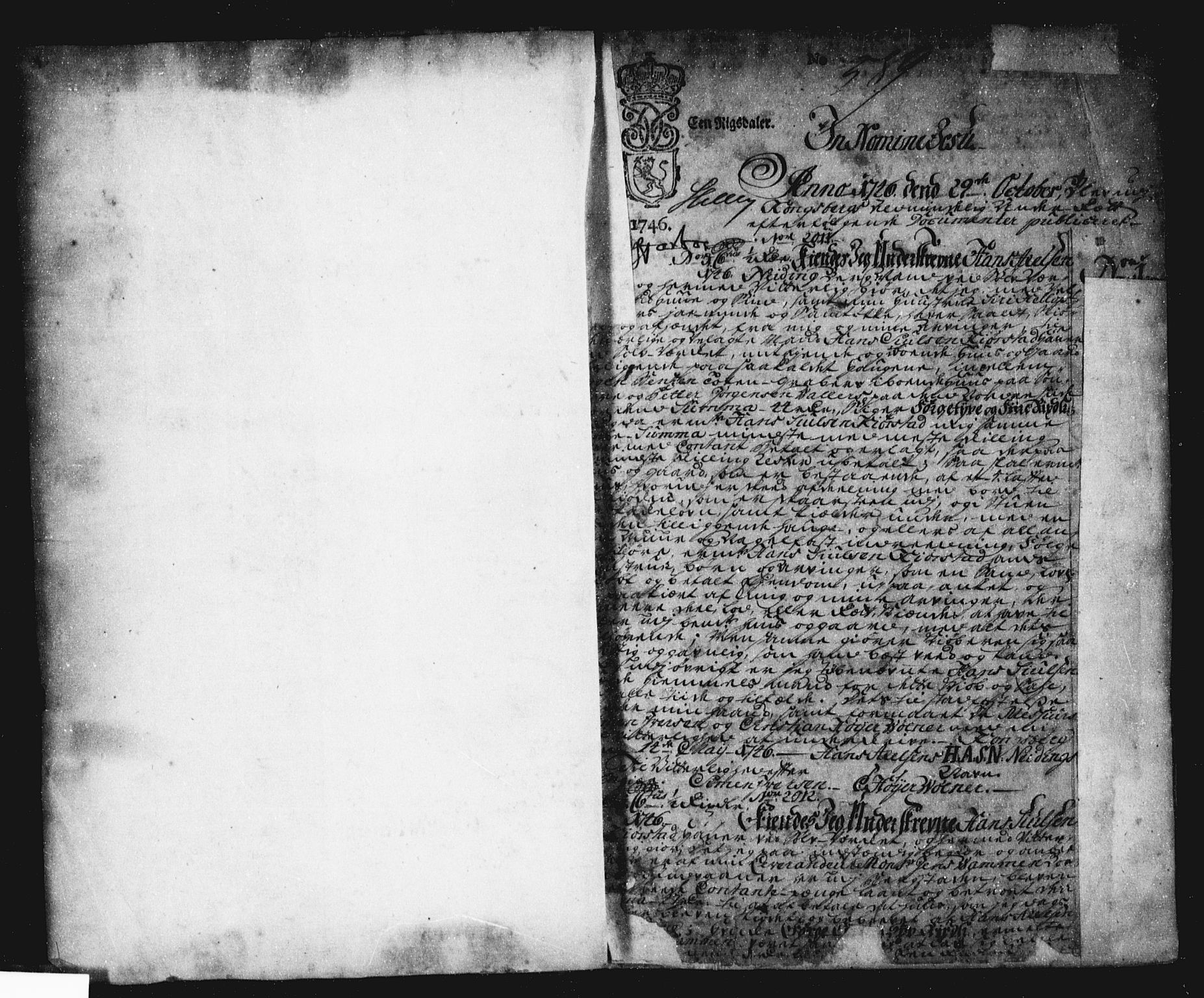 Kongsberg byfogd, SAKO/A-84/G/Ga/Gab/L0002: Pantebok nr. II 2, 1746-1756, s. 1