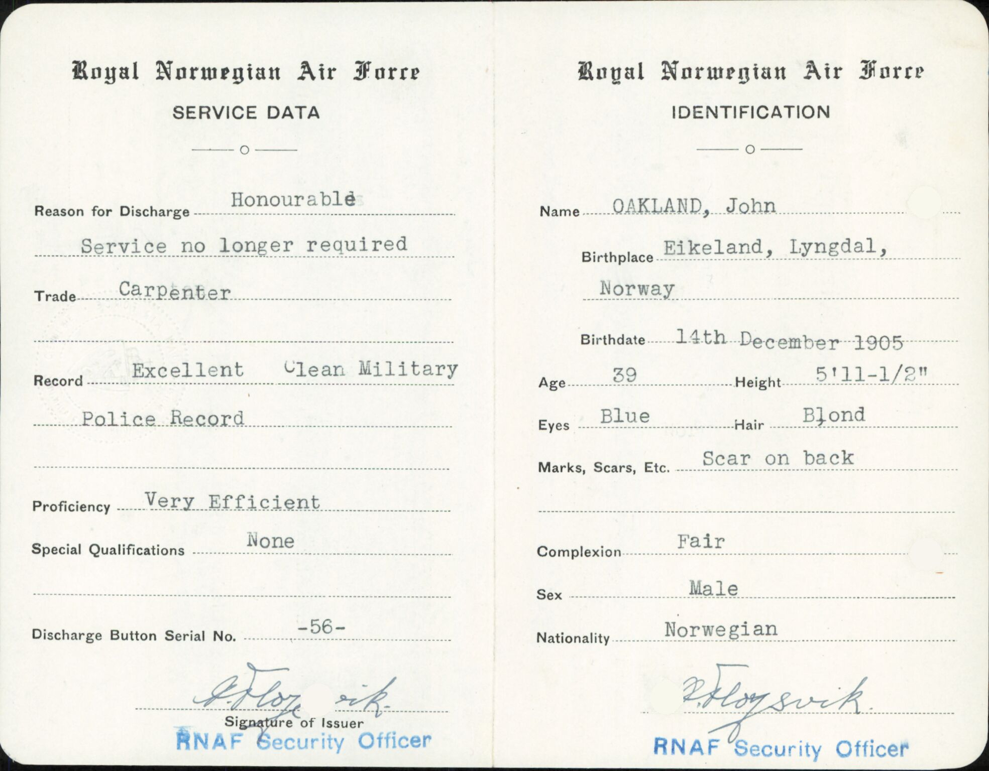 Forsvaret, Forsvarets overkommando/Luftforsvarsstaben, AV/RA-RAFA-4079/P/Pa/L0013: Personellmapper, 1905, s. 478