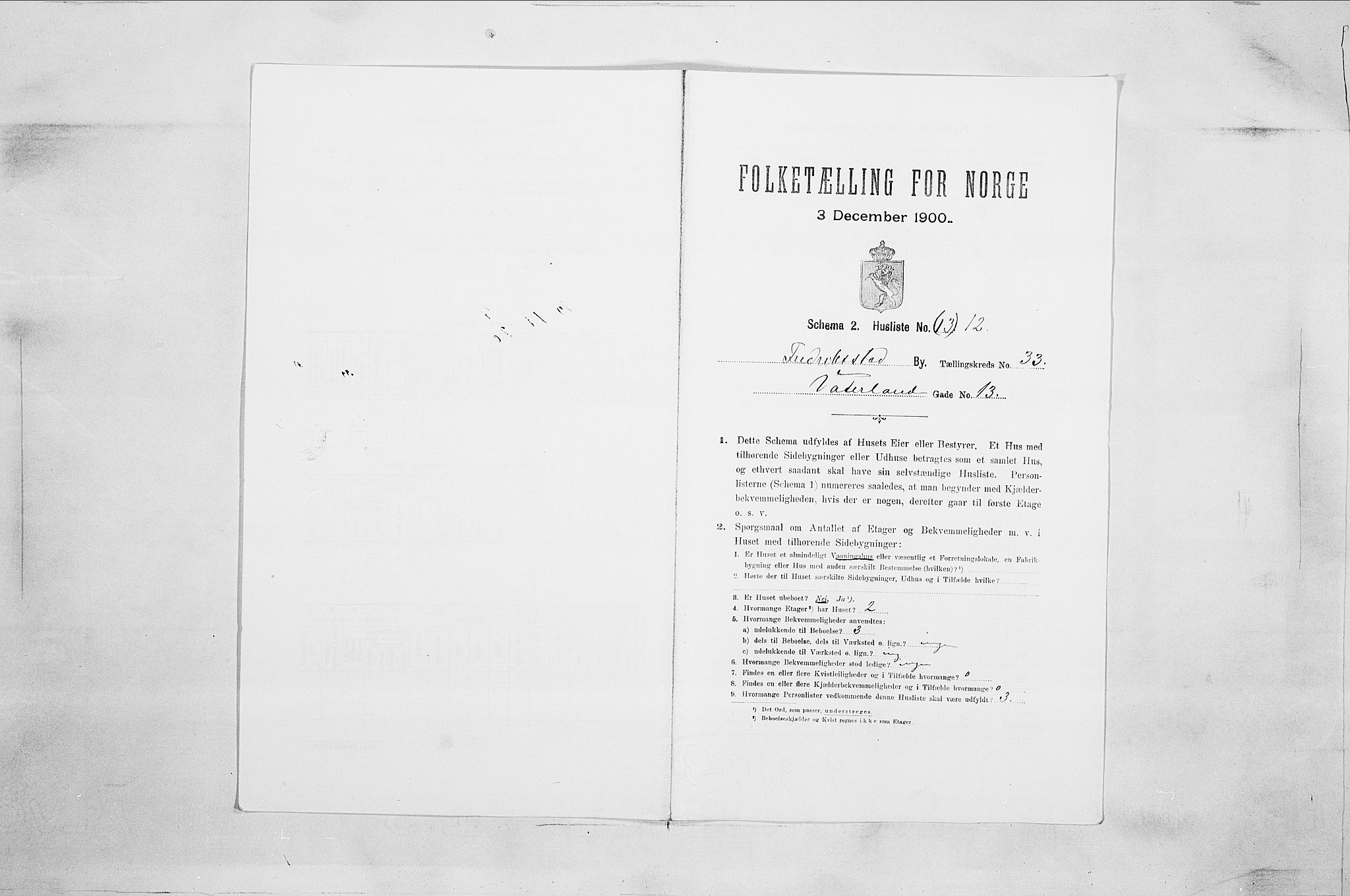 SAO, Folketelling 1900 for 0103 Fredrikstad kjøpstad, 1900