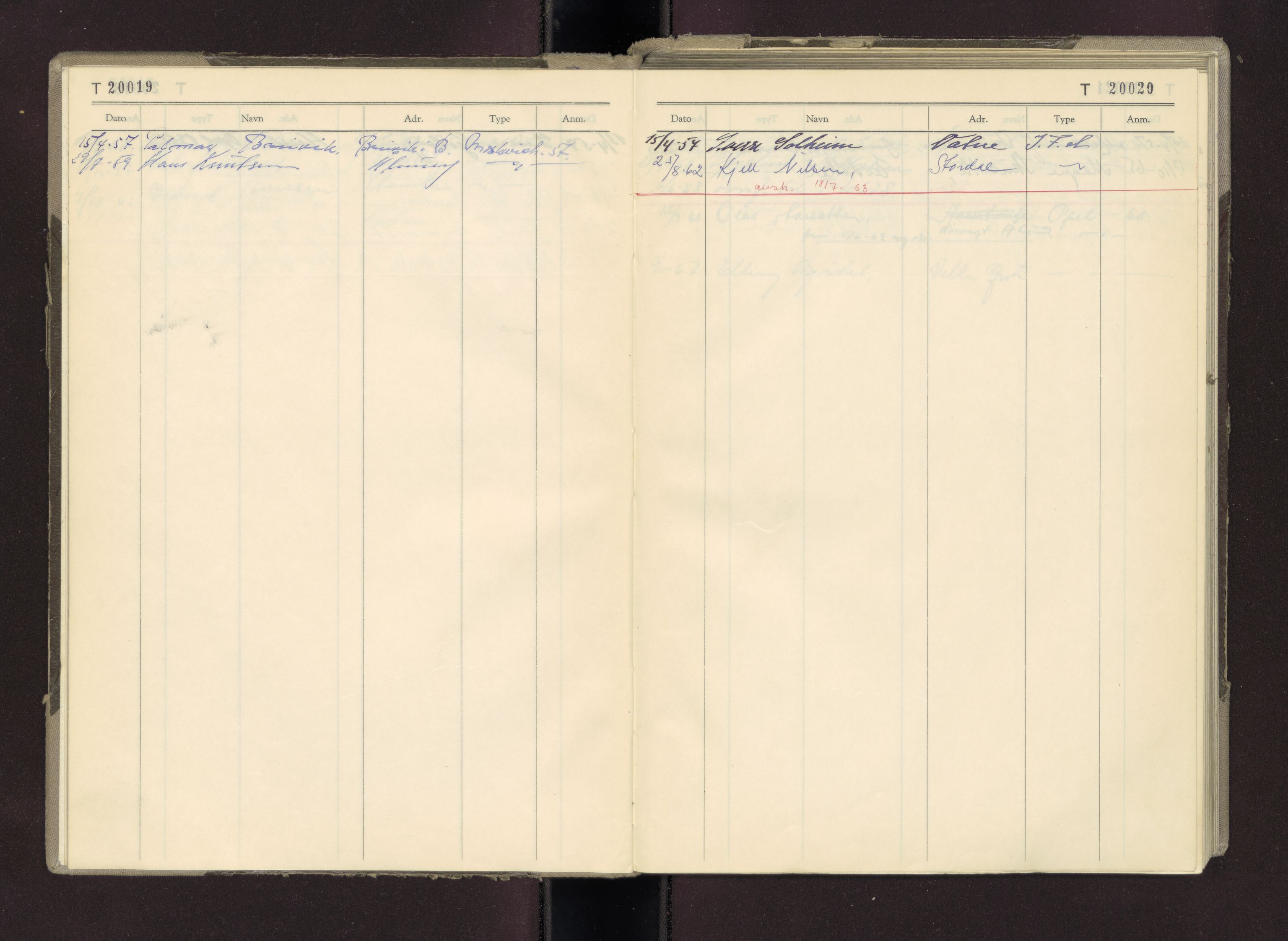Møre og Romsdal vegkontor - Ålesund trafikkstasjon, AV/SAT-A-4099/F/Fc/L0014: Bilregister; T 20000 - T 20500, 1955-1970