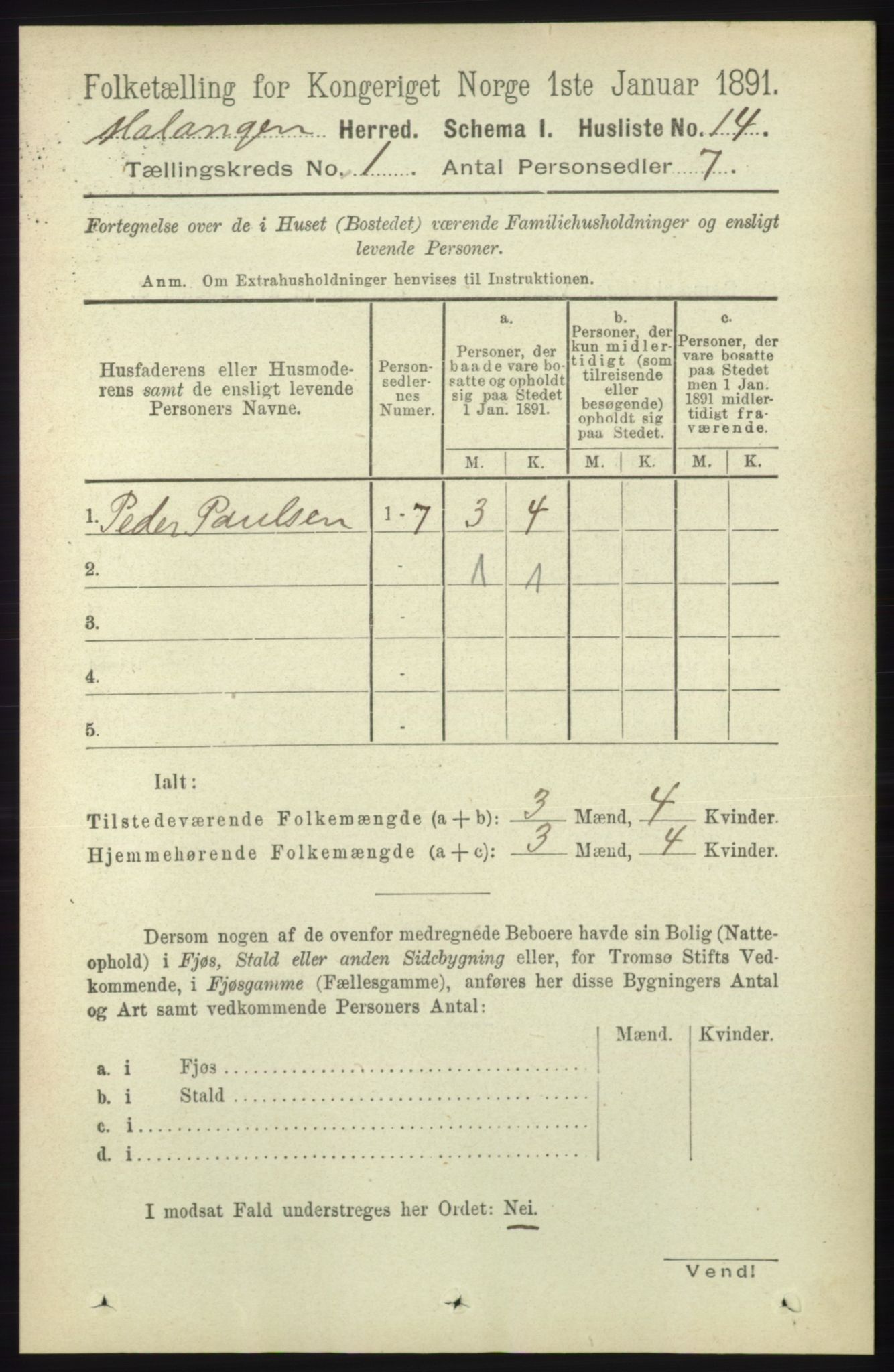 RA, Folketelling 1891 for 1932 Malangen herred, 1891, s. 29