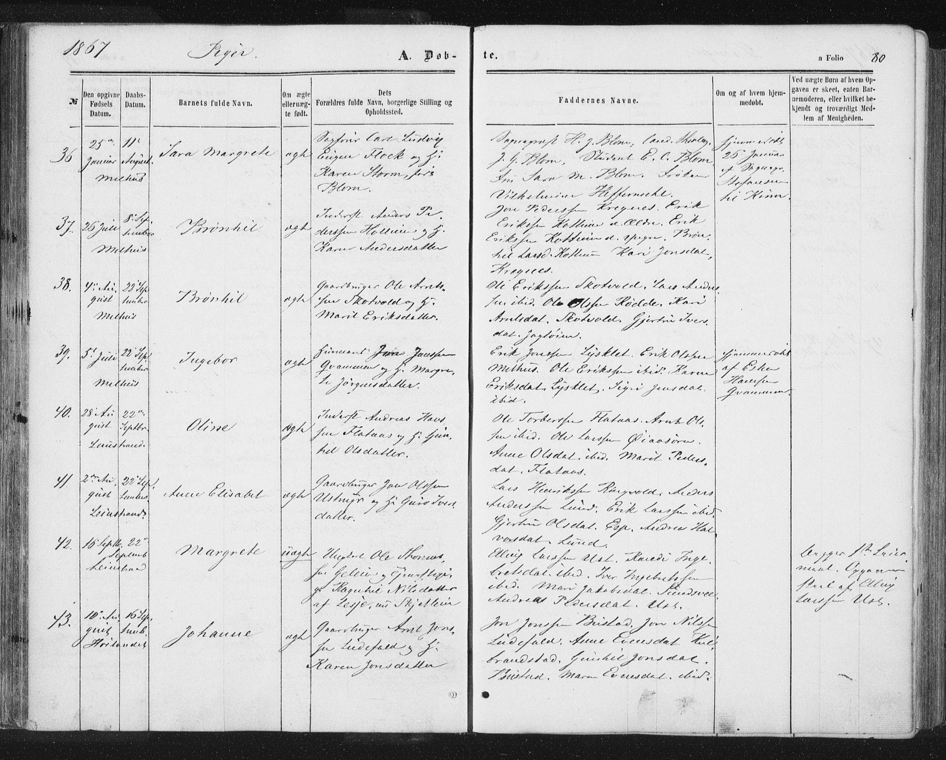 Ministerialprotokoller, klokkerbøker og fødselsregistre - Sør-Trøndelag, SAT/A-1456/691/L1077: Ministerialbok nr. 691A09, 1862-1873, s. 80