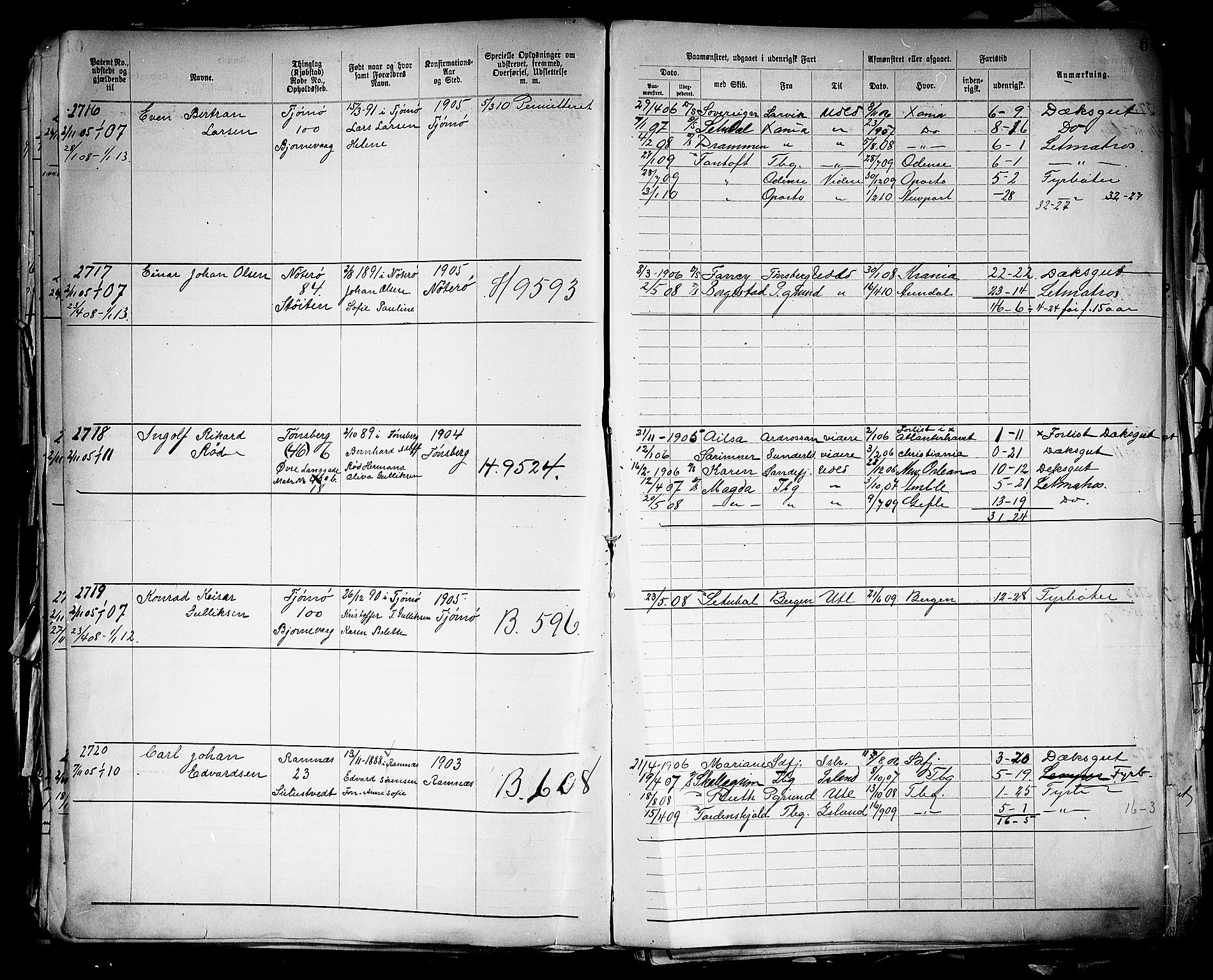 Tønsberg innrulleringskontor, AV/SAKO-A-786/F/Fb/L0005: Annotasjonsrulle Patent nr. 2401-4080, 1904-1910, s. 68