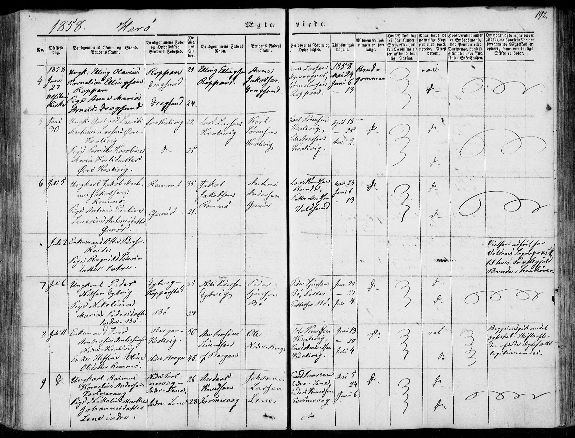 Ministerialprotokoller, klokkerbøker og fødselsregistre - Møre og Romsdal, AV/SAT-A-1454/507/L0070: Ministerialbok nr. 507A05, 1842-1873, s. 192