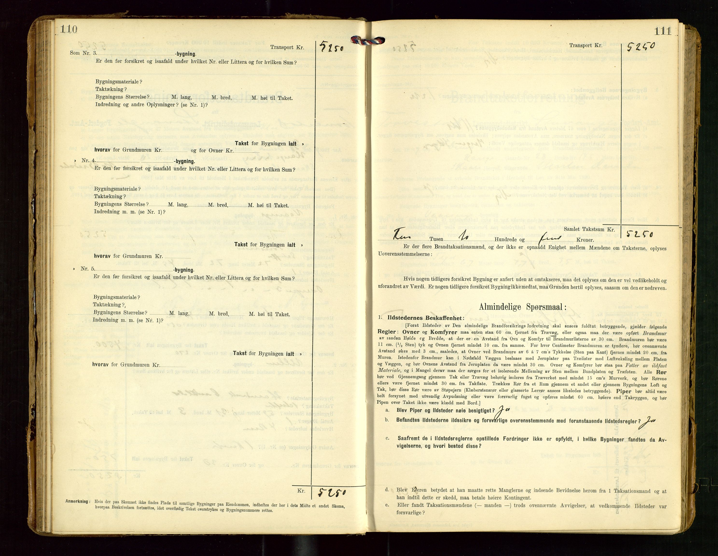 Torvestad lensmannskontor, SAST/A-100307/1/Gob/L0004: "Brandtaxationsprotokol for Torvestad Lensmannsdistrikt", 1909-1923, s. 110-111