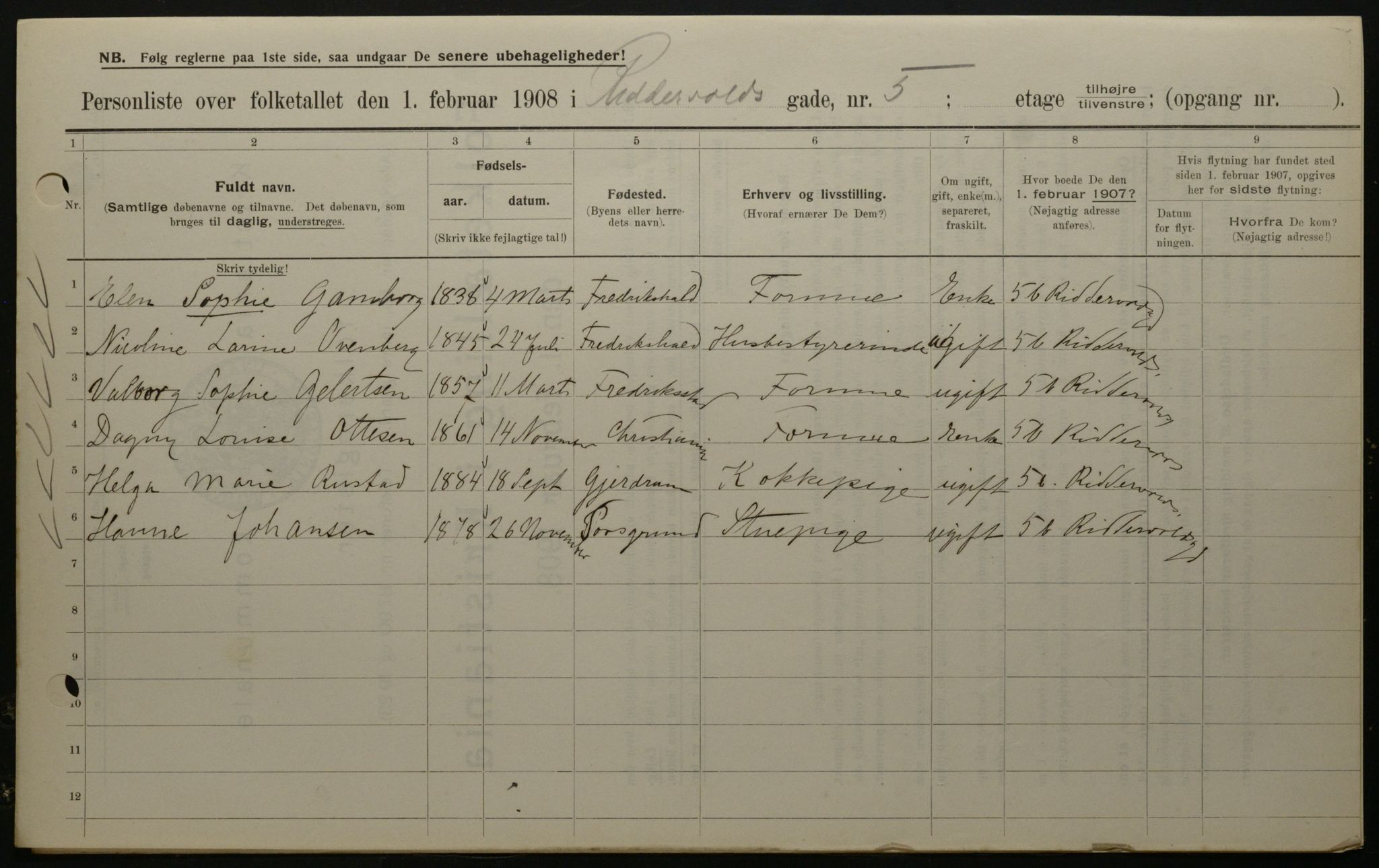 OBA, Kommunal folketelling 1.2.1908 for Kristiania kjøpstad, 1908, s. 74633