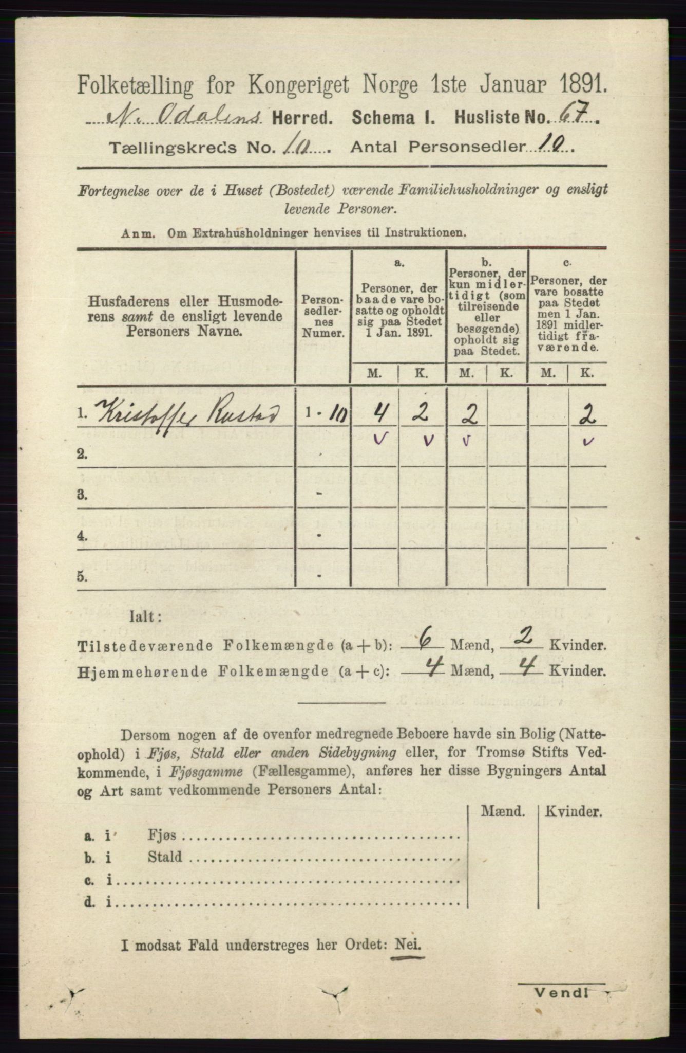 RA, Folketelling 1891 for 0418 Nord-Odal herred, 1891, s. 4502