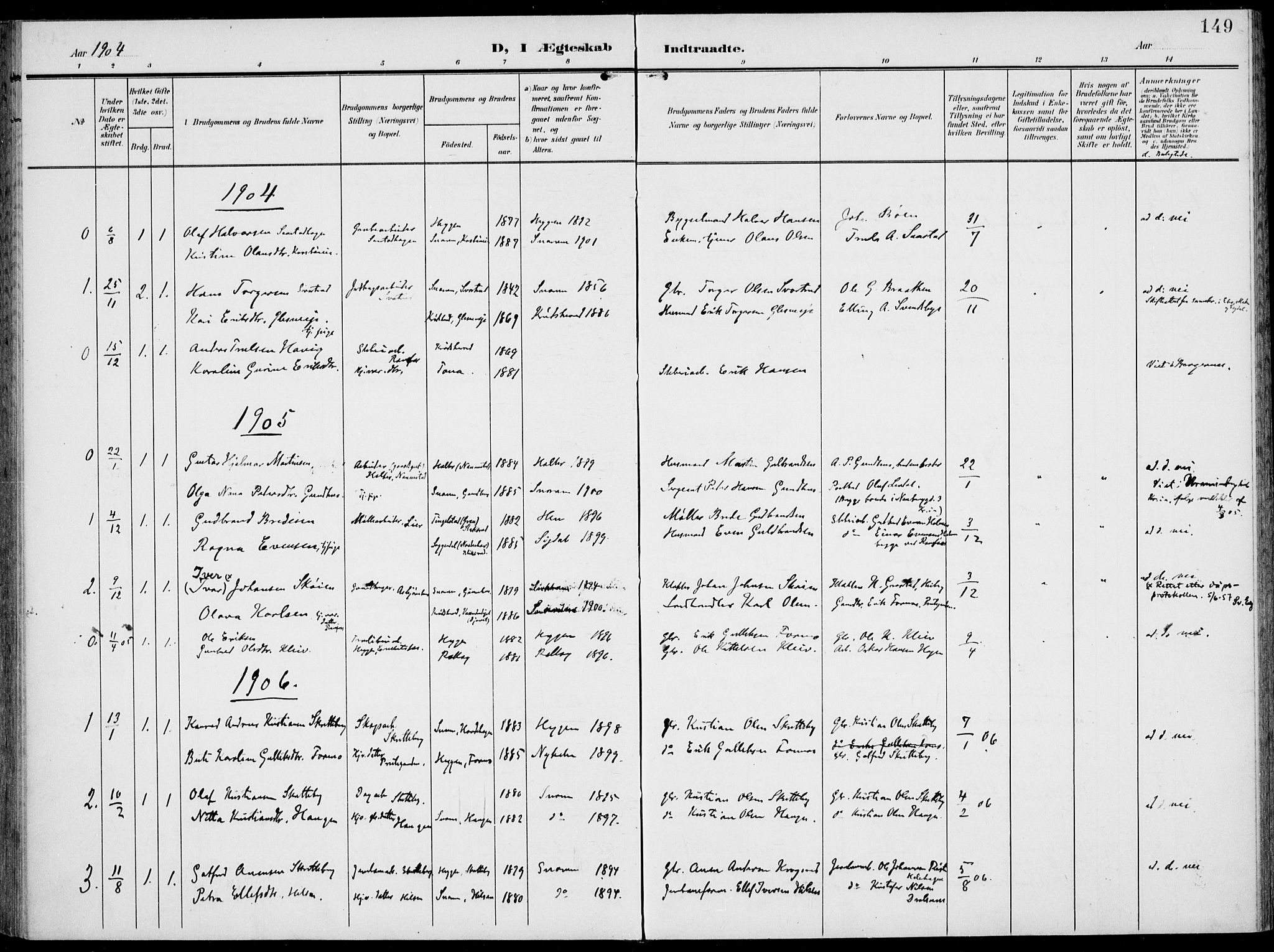 Modum kirkebøker, SAKO/A-234/F/Fa/L0019: Ministerialbok nr. 19, 1890-1914, s. 149