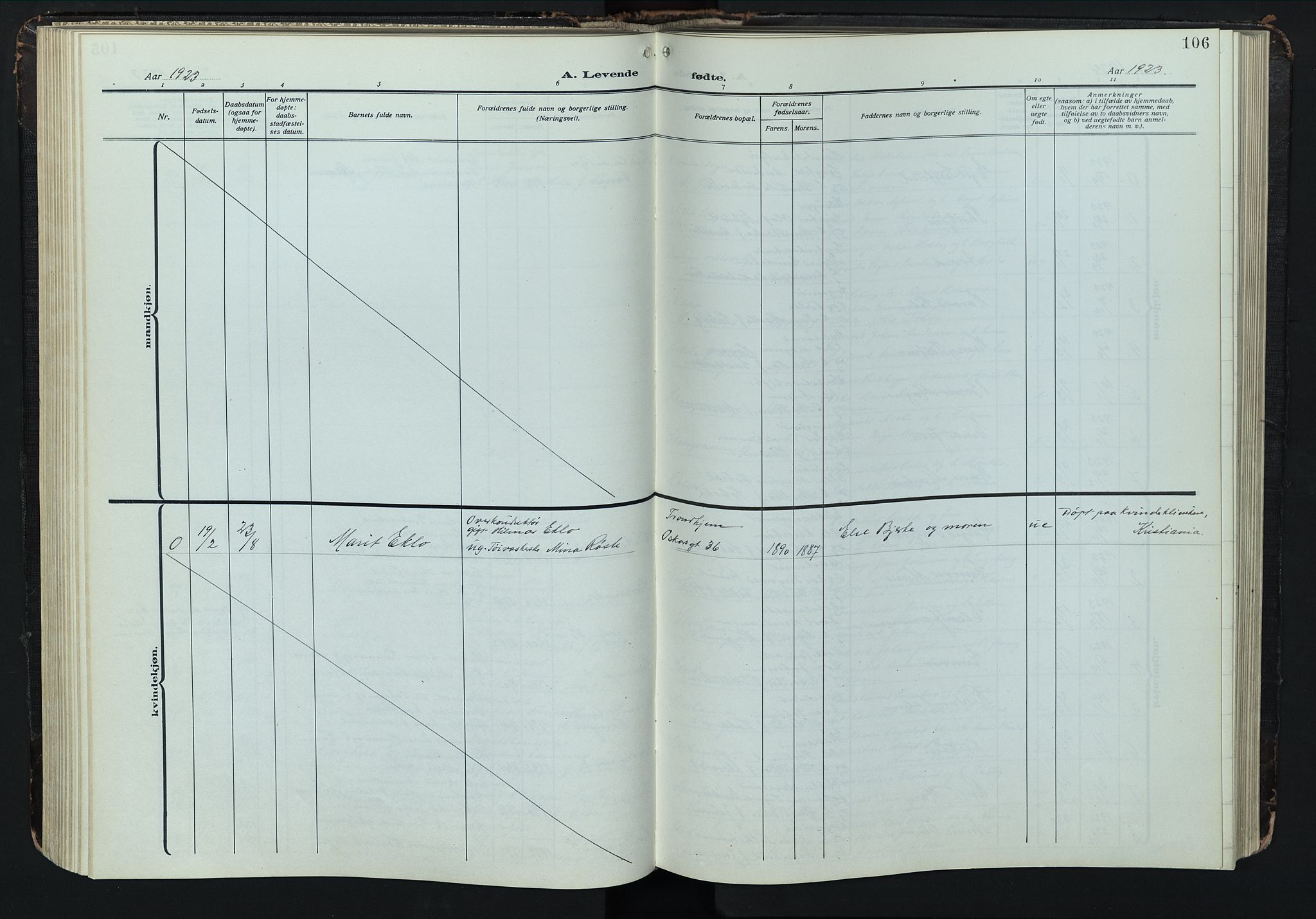 Hamar prestekontor, AV/SAH-DOMPH-002/H/Ha/Hab/L0004: Klokkerbok nr. 4, 1915-1942, s. 106