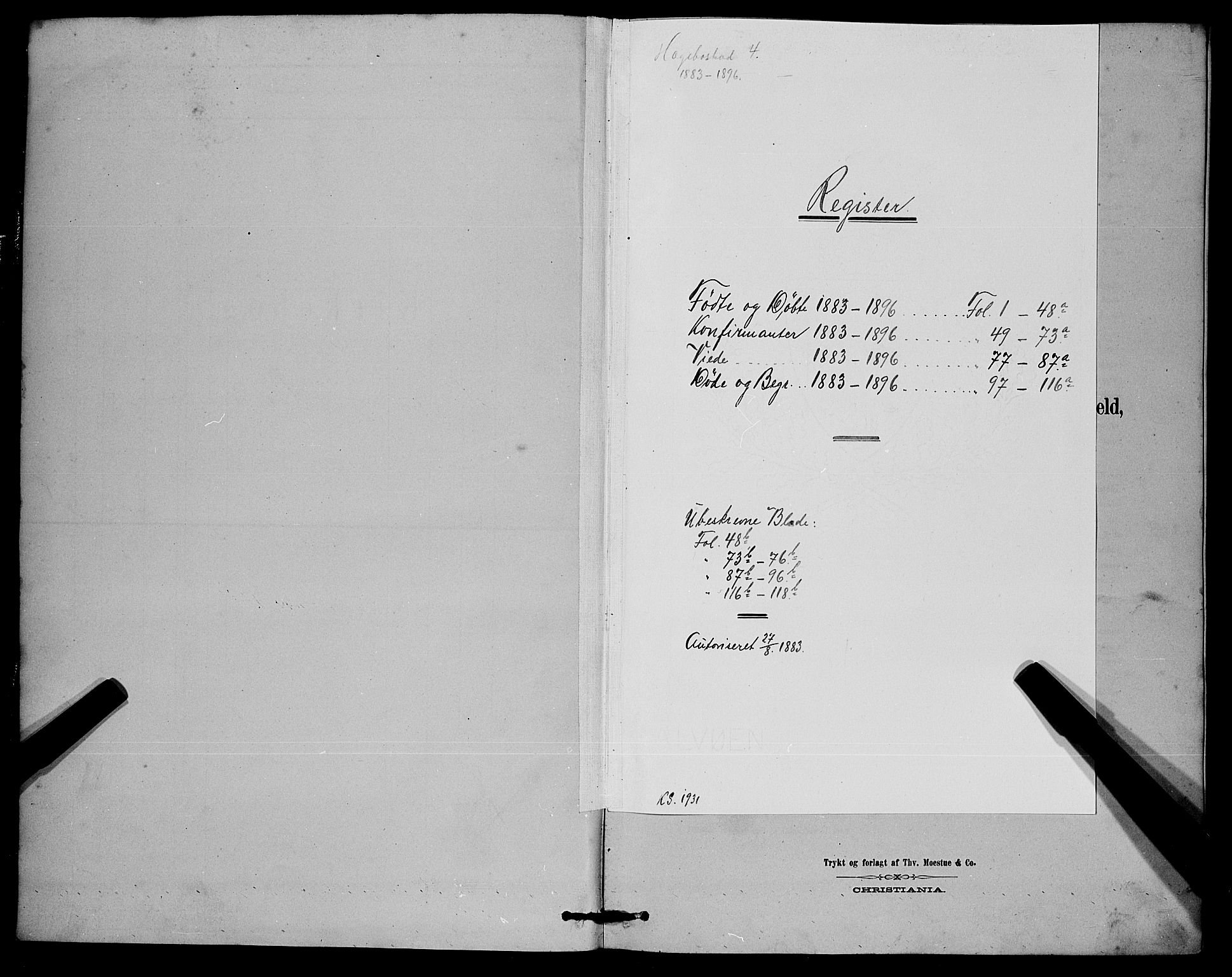 Hægebostad sokneprestkontor, AV/SAK-1111-0024/F/Fb/Fba/L0003: Klokkerbok nr. B 3, 1883-1896