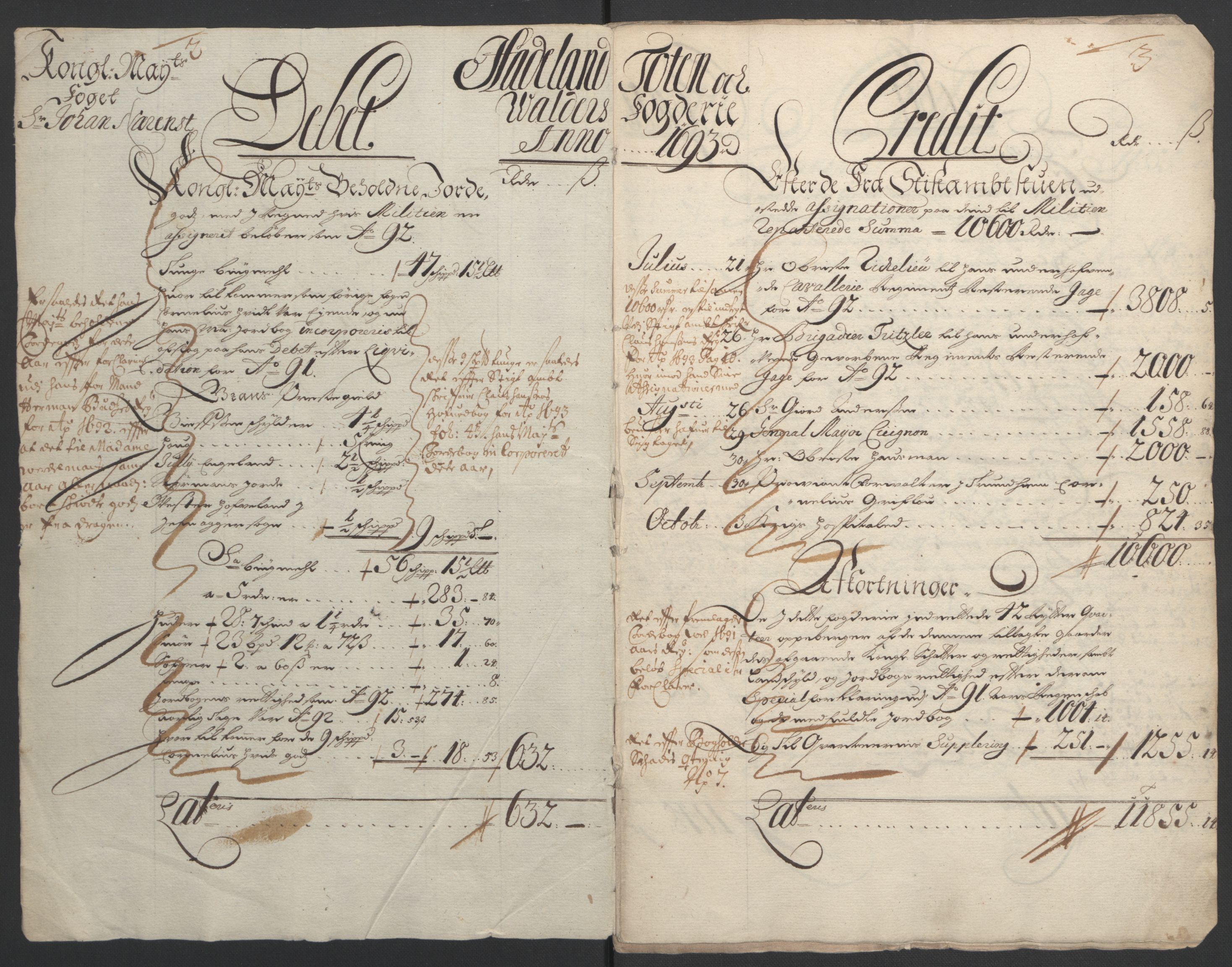 Rentekammeret inntil 1814, Reviderte regnskaper, Fogderegnskap, AV/RA-EA-4092/R18/L1292: Fogderegnskap Hadeland, Toten og Valdres, 1693-1694, s. 4