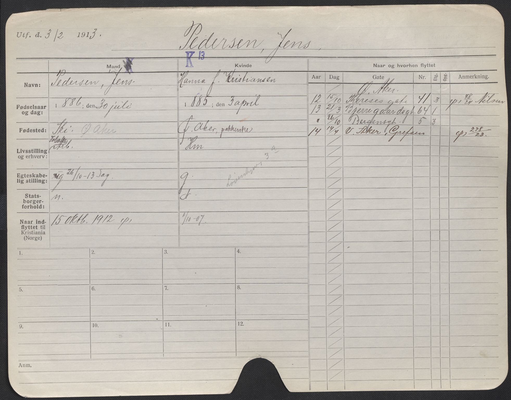 Oslo folkeregister, Registerkort, AV/SAO-A-11715/F/Fa/Fac/L0009: Menn, 1906-1914, s. 150a