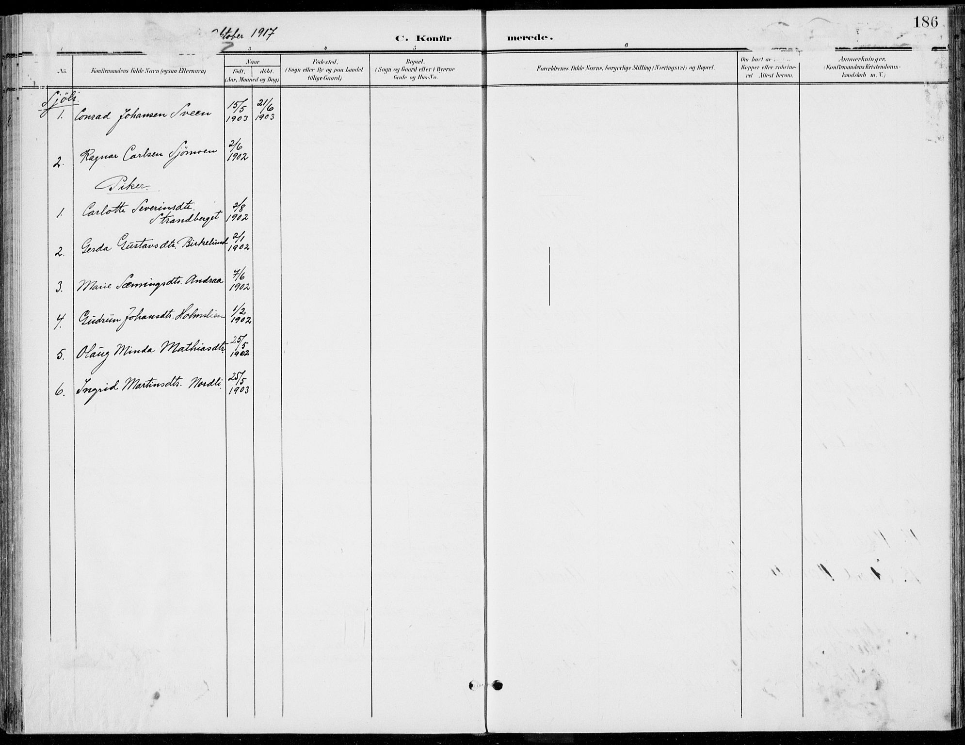 Rendalen prestekontor, AV/SAH-PREST-054/H/Ha/Haa/L0011: Ministerialbok nr. 11, 1901-1925, s. 186