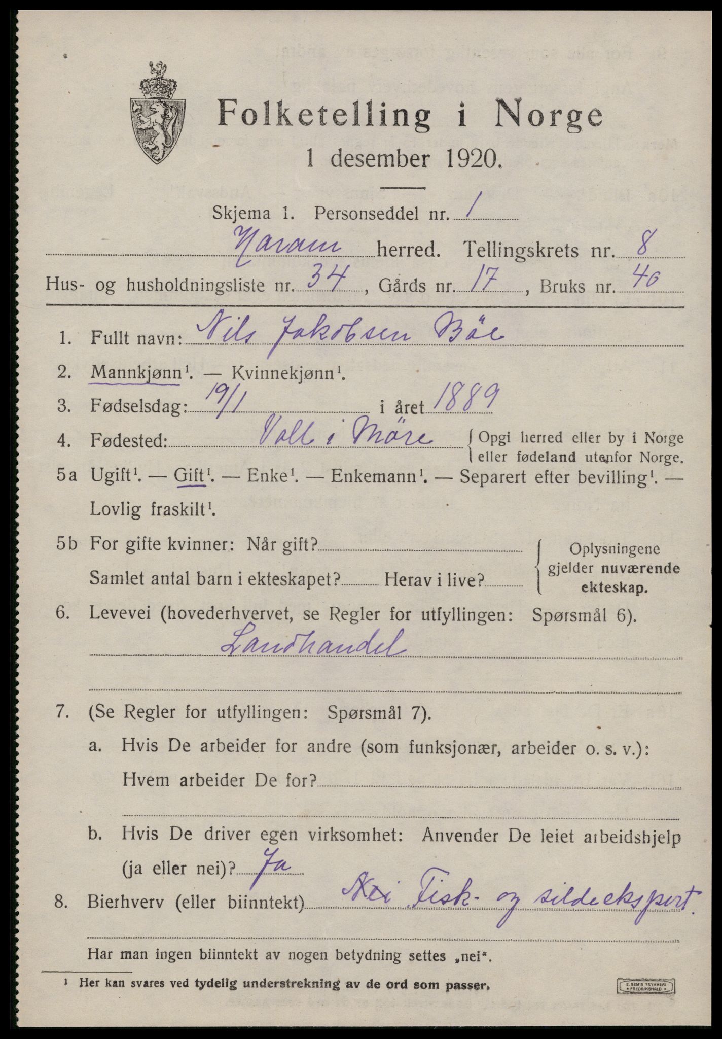 SAT, Folketelling 1920 for 1534 Haram herred, 1920, s. 5035