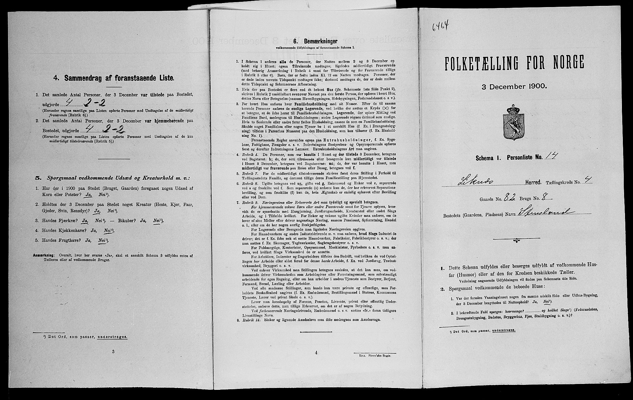 SAK, Folketelling 1900 for 1037 Liknes herred, 1900, s. 267