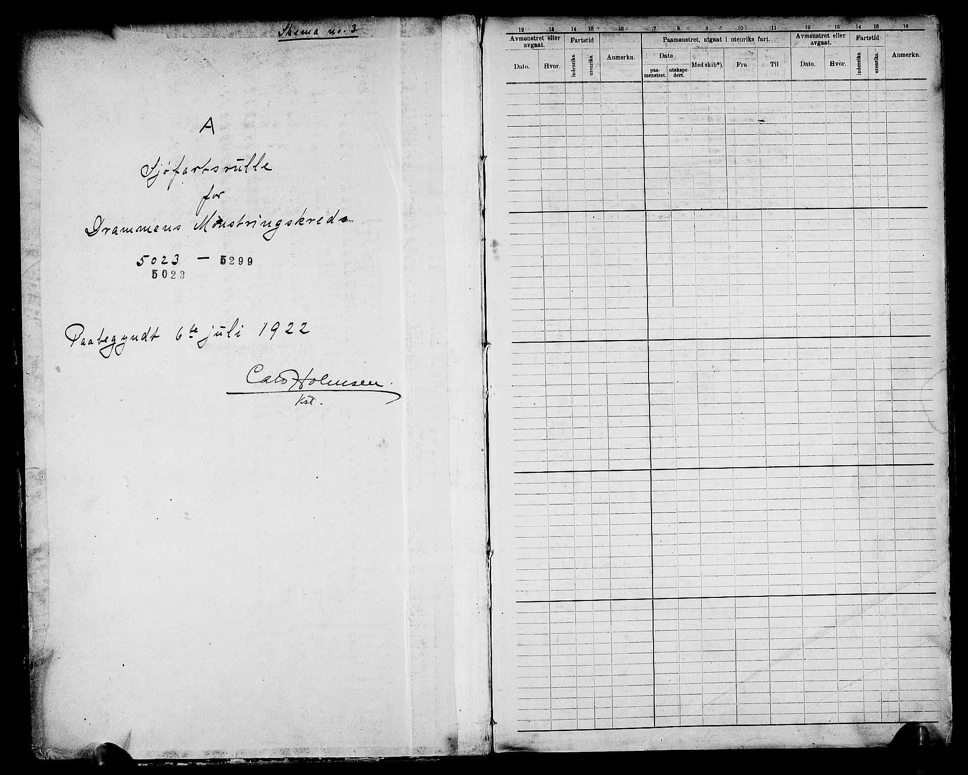 Drammen innrulleringsdistrikt, AV/SAKO-A-781/F/Fc/L0007: Hovedrulle, 1922, s. 2