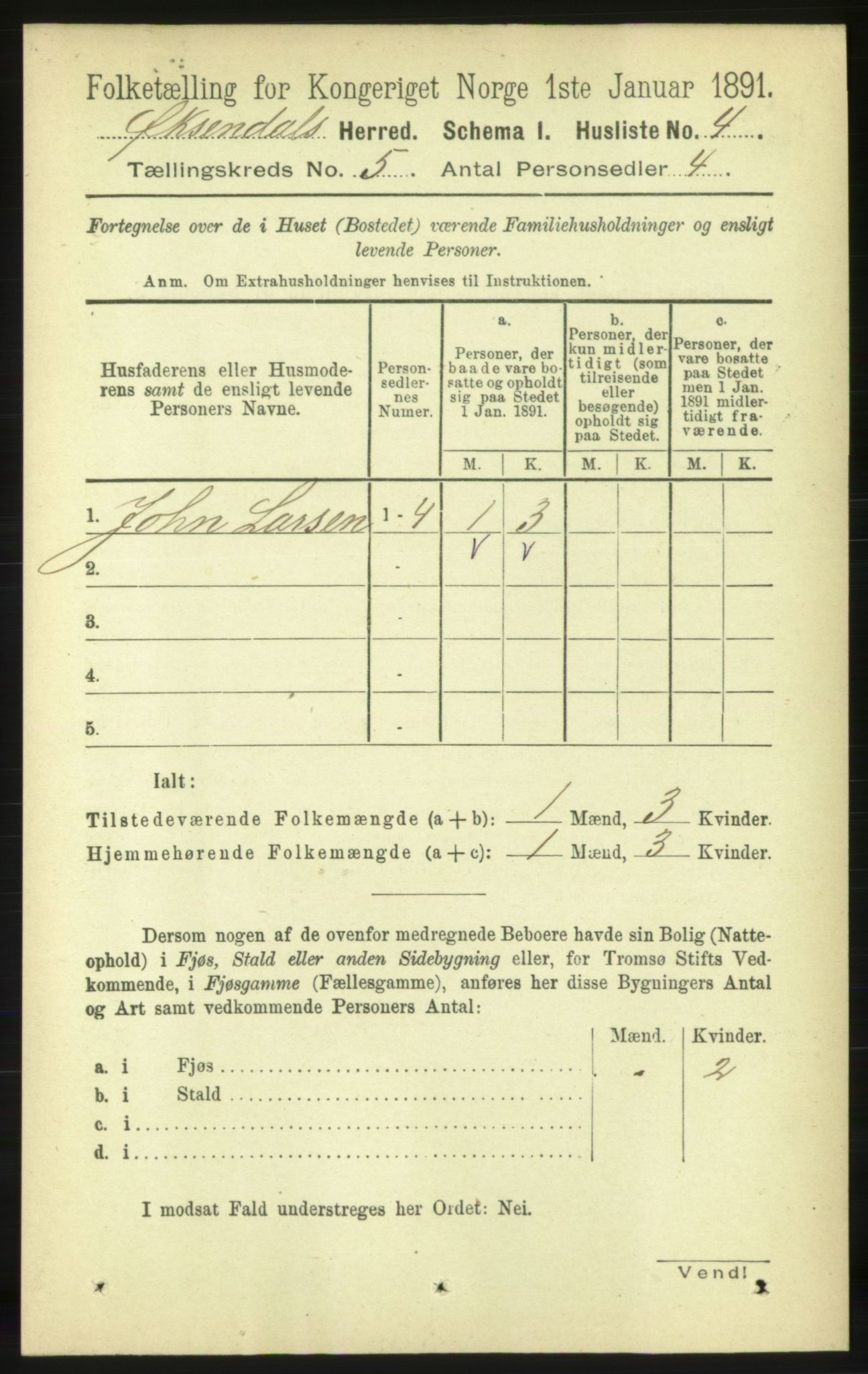 RA, Folketelling 1891 for 1561 Øksendal herred, 1891, s. 998