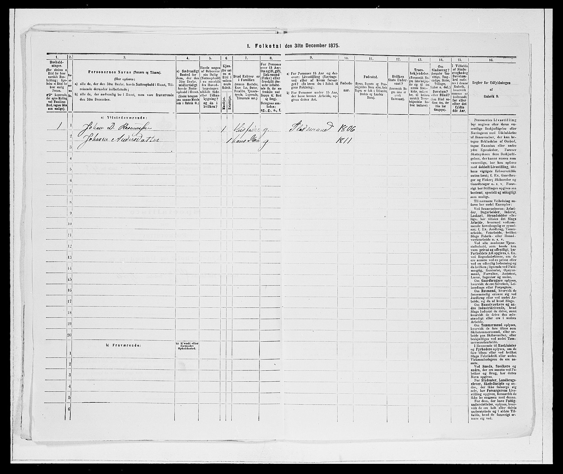 SAB, Folketelling 1875 for 1443P Eid prestegjeld, 1875, s. 111