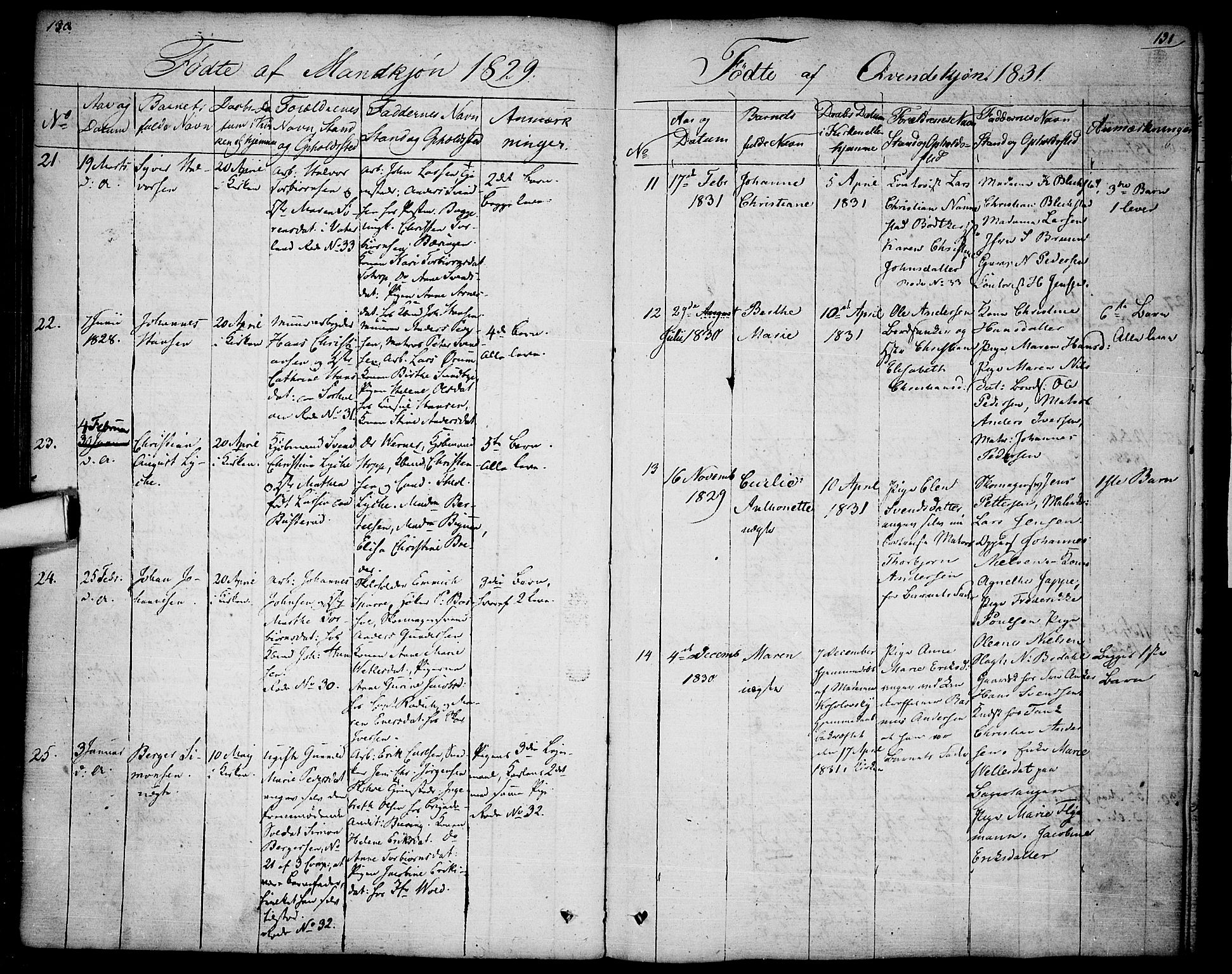 Halden prestekontor Kirkebøker, AV/SAO-A-10909/F/Fa/L0004: Ministerialbok nr. I 4, 1823-1834, s. 130-131