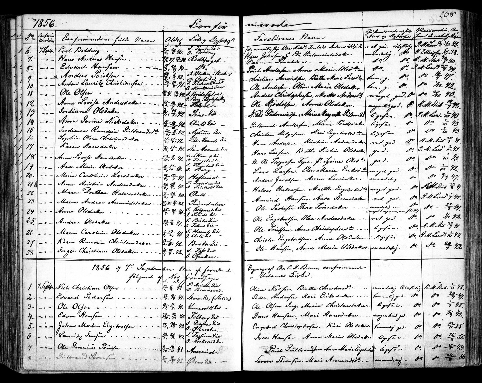 Nes prestekontor Kirkebøker, AV/SAO-A-10410/F/Fa/L0007: Ministerialbok nr. I 7, 1846-1858, s. 208