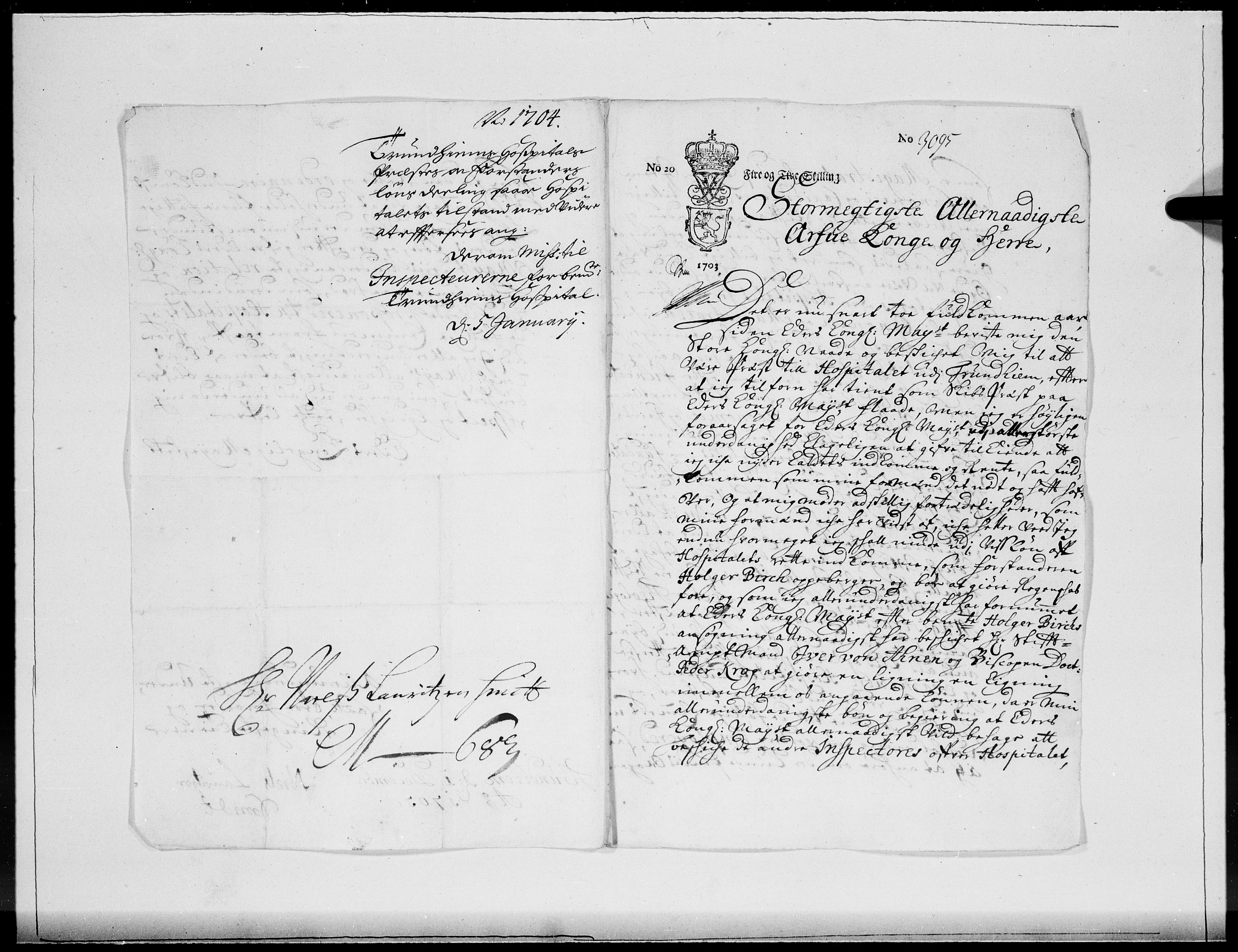 Danske Kanselli 1572-1799, AV/RA-EA-3023/F/Fc/Fcc/Fcca/L0055: Norske innlegg 1572-1799, 1704, s. 4