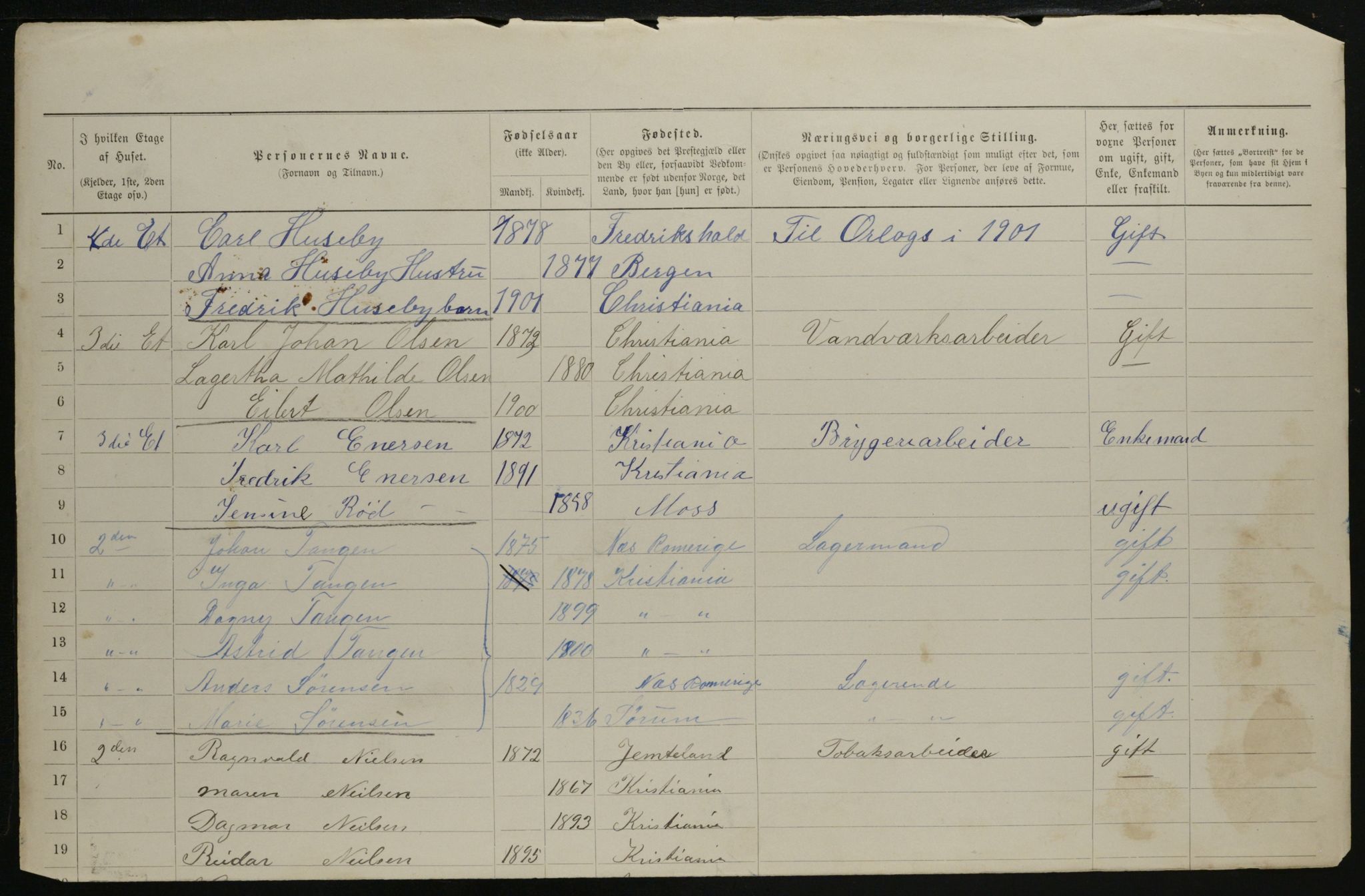 OBA, Kommunal folketelling 31.12.1901 for Kristiania kjøpstad, 1901, s. 2020