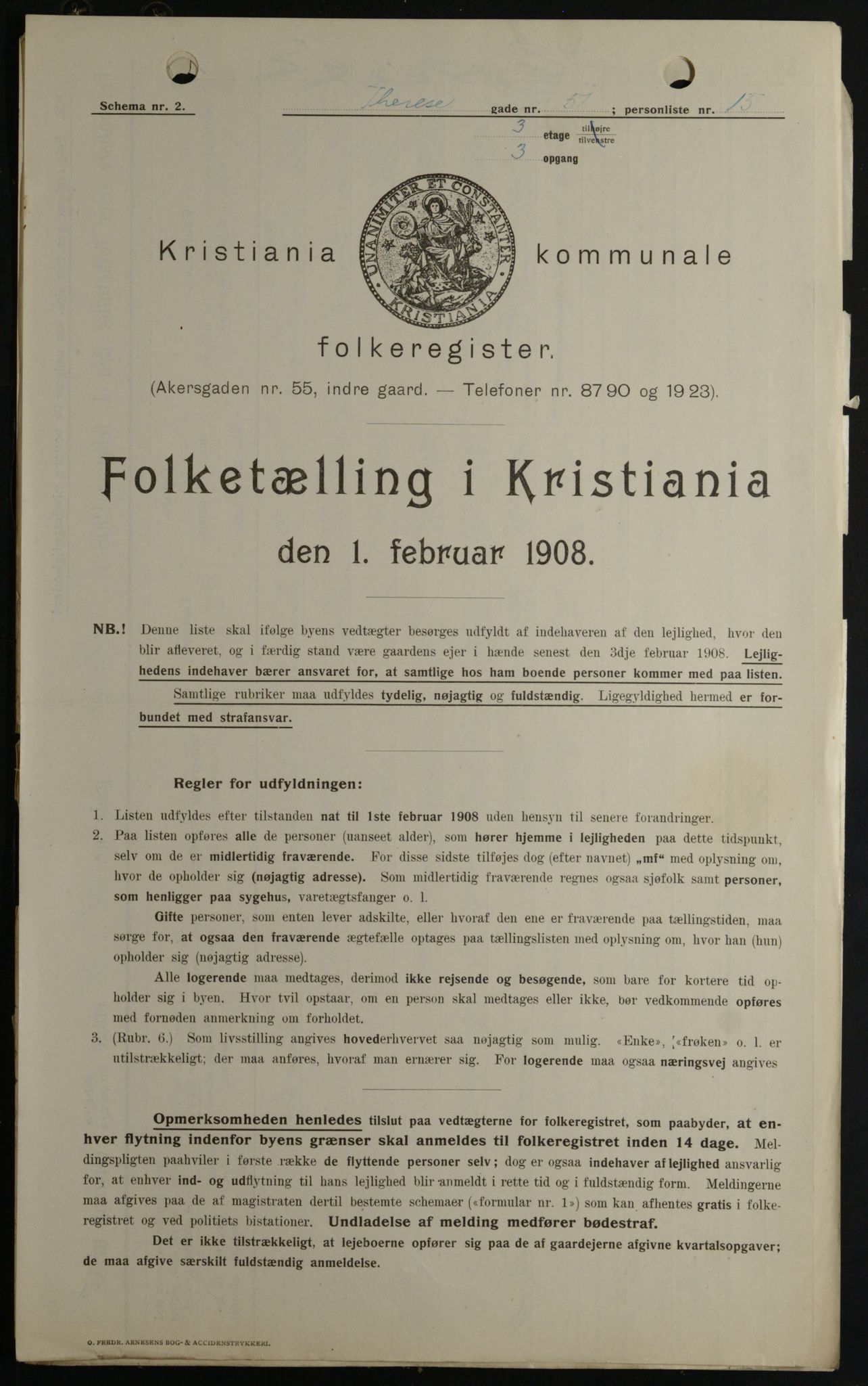 OBA, Kommunal folketelling 1.2.1908 for Kristiania kjøpstad, 1908, s. 97884