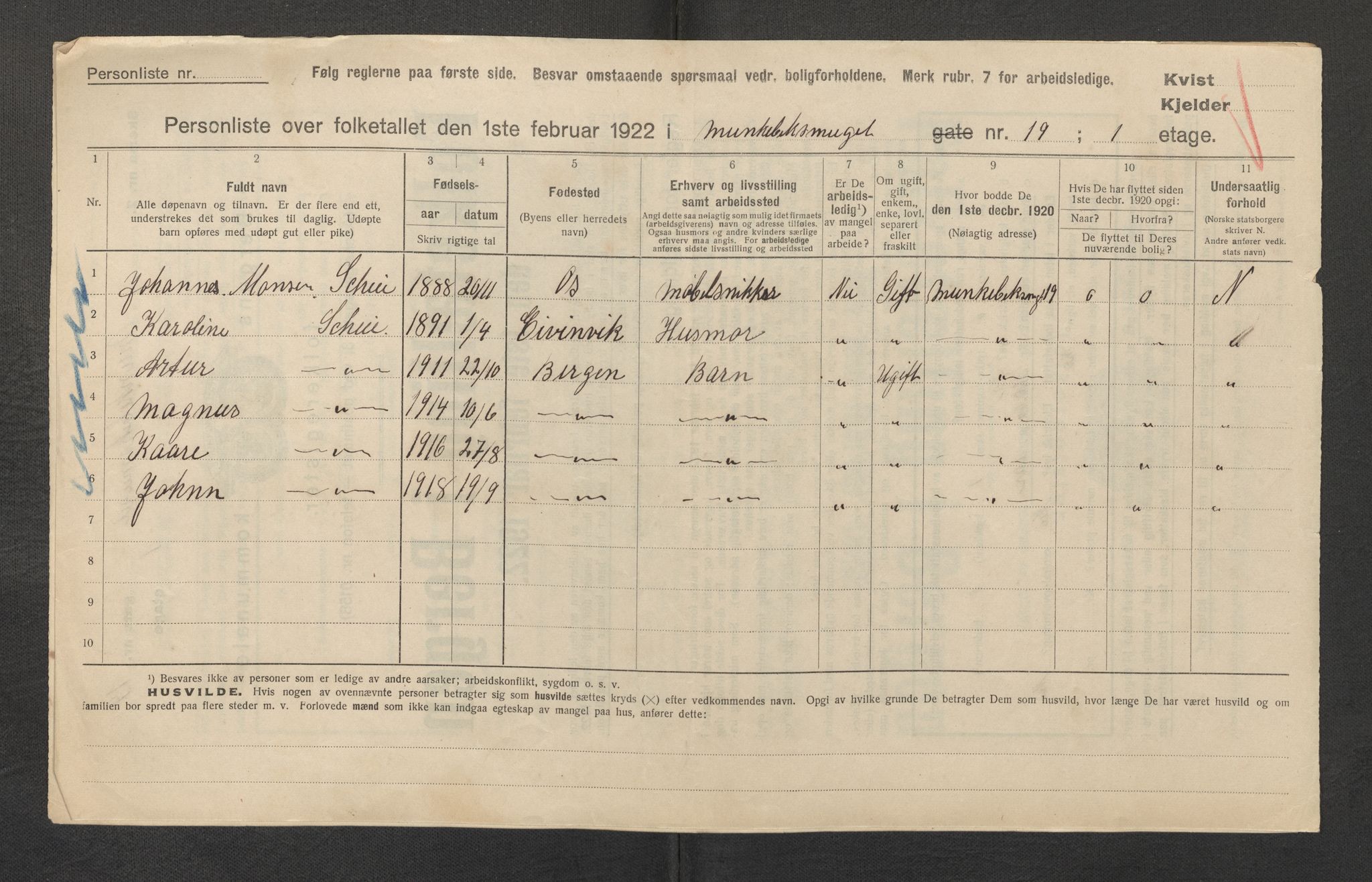 SAB, Kommunal folketelling 1922 for Bergen kjøpstad, 1922, s. 25173