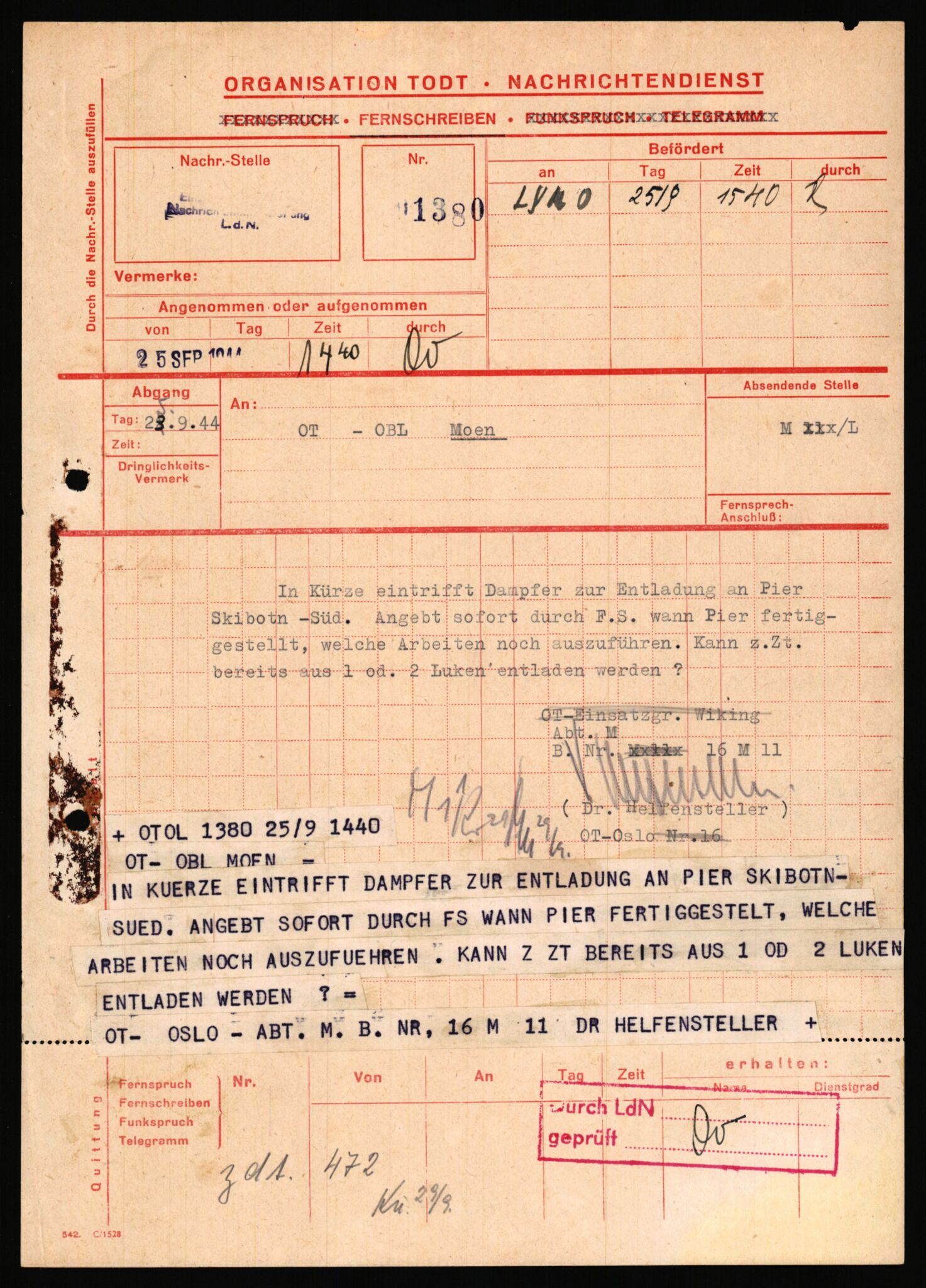 Tyske arkiver, Organisation Todt (OT), Einsatzgruppe Wiking, AV/RA-RAFA-2188/1/E/E6/E6a/L0008: 4. Oberbauleitung Narvik: Arkivkode 451-483, 1940-1945, s. 114